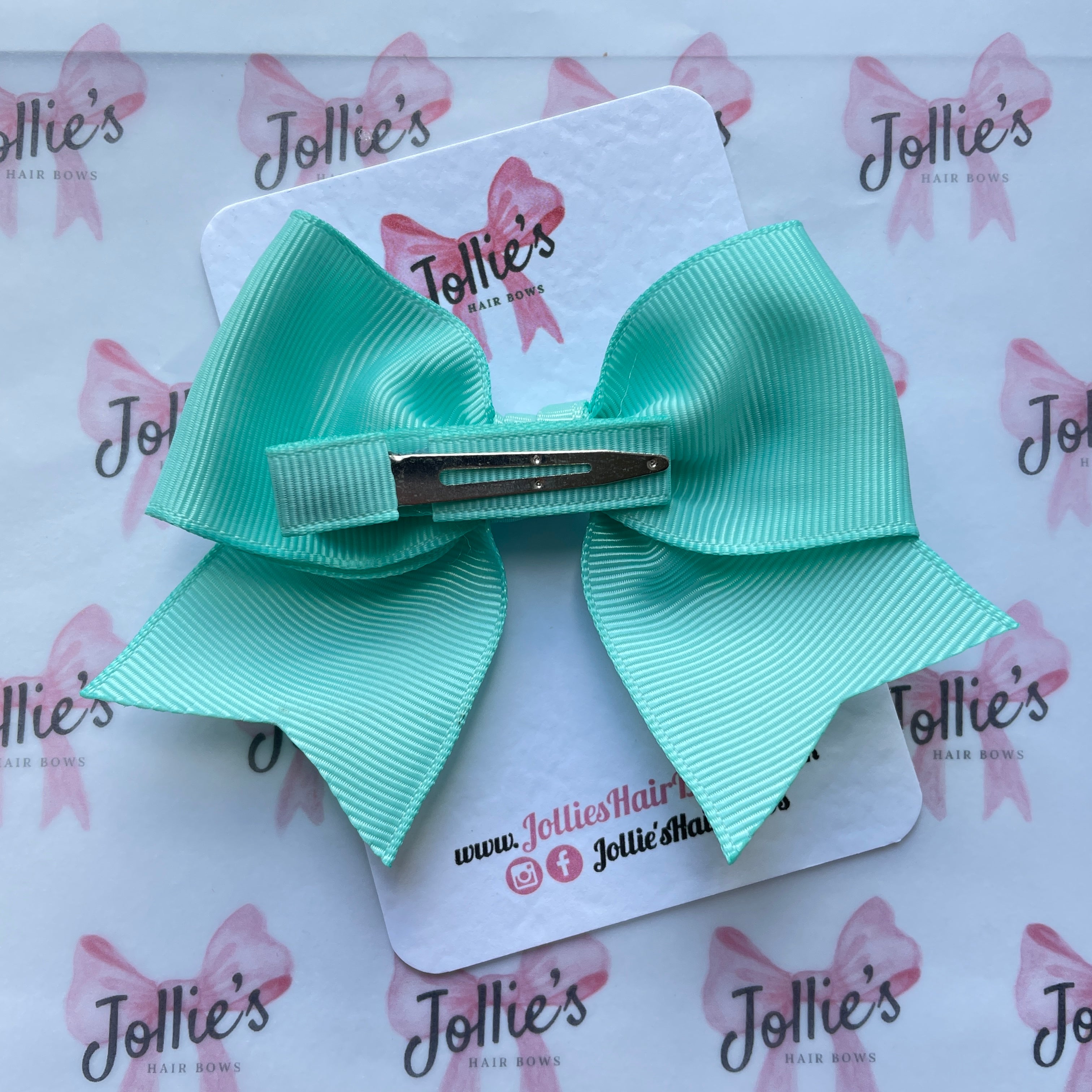 4" Aqua Classic Hair Bow – Grosgrain Ribbon with Lined Alligator Clip