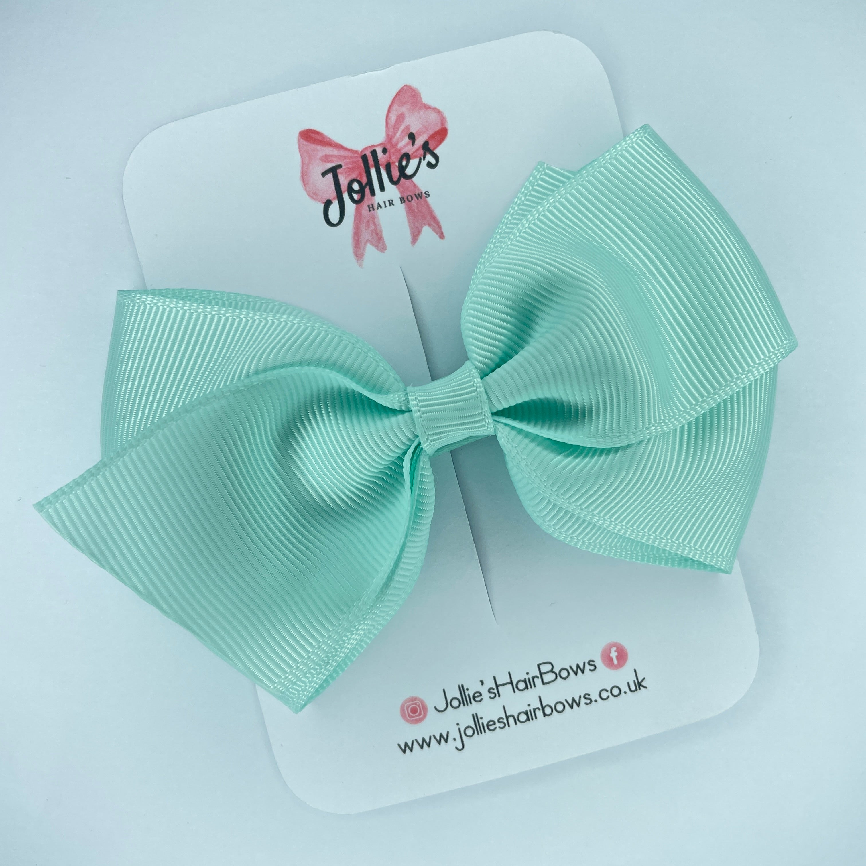 4" Crystalline Hair Bow with Clip – Grosgrain Ribbon with Lined Alligator Clip