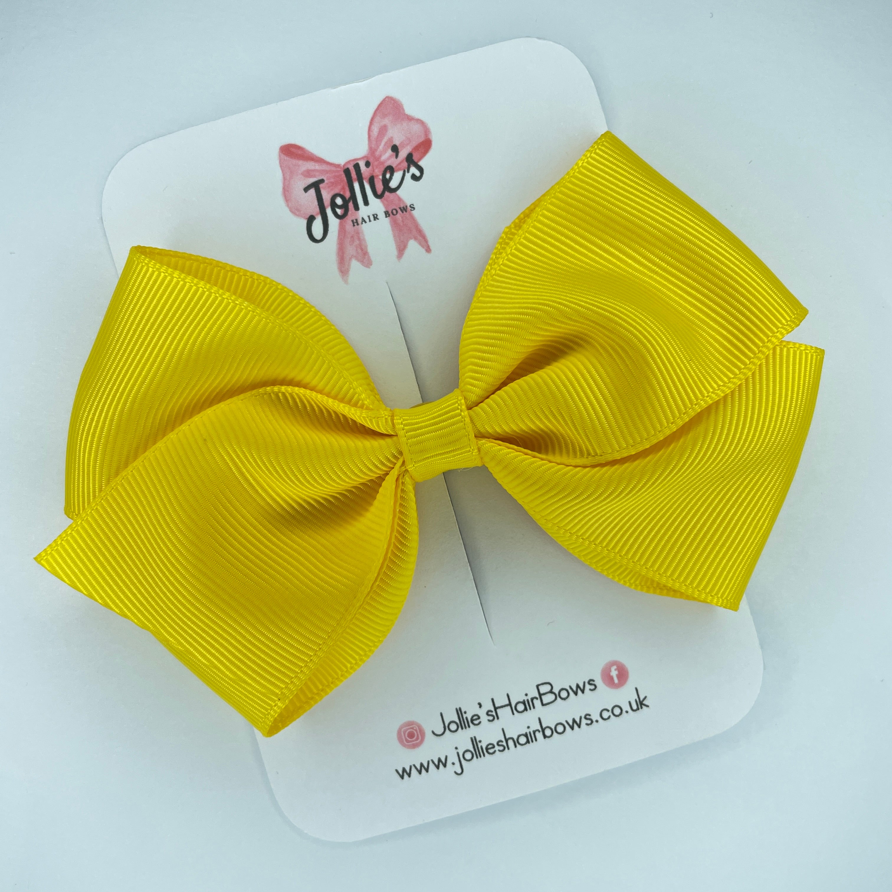 4" Daffodil Hair Bow with Clip – Grosgrain Ribbon with Lined Alligator Clip