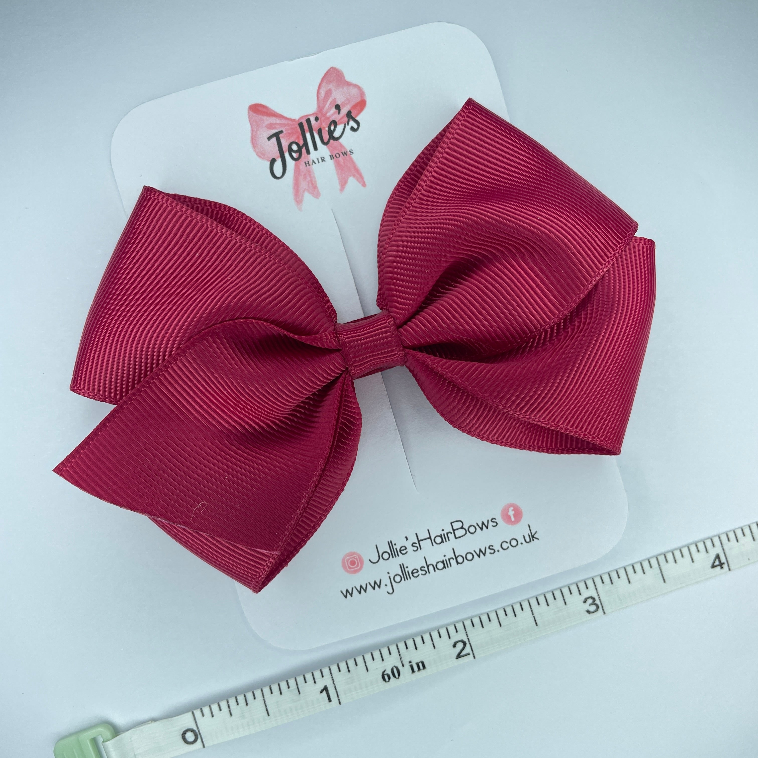 4" Wine Hair Bow with Clip – Grosgrain Ribbon with Lined Alligator Clip