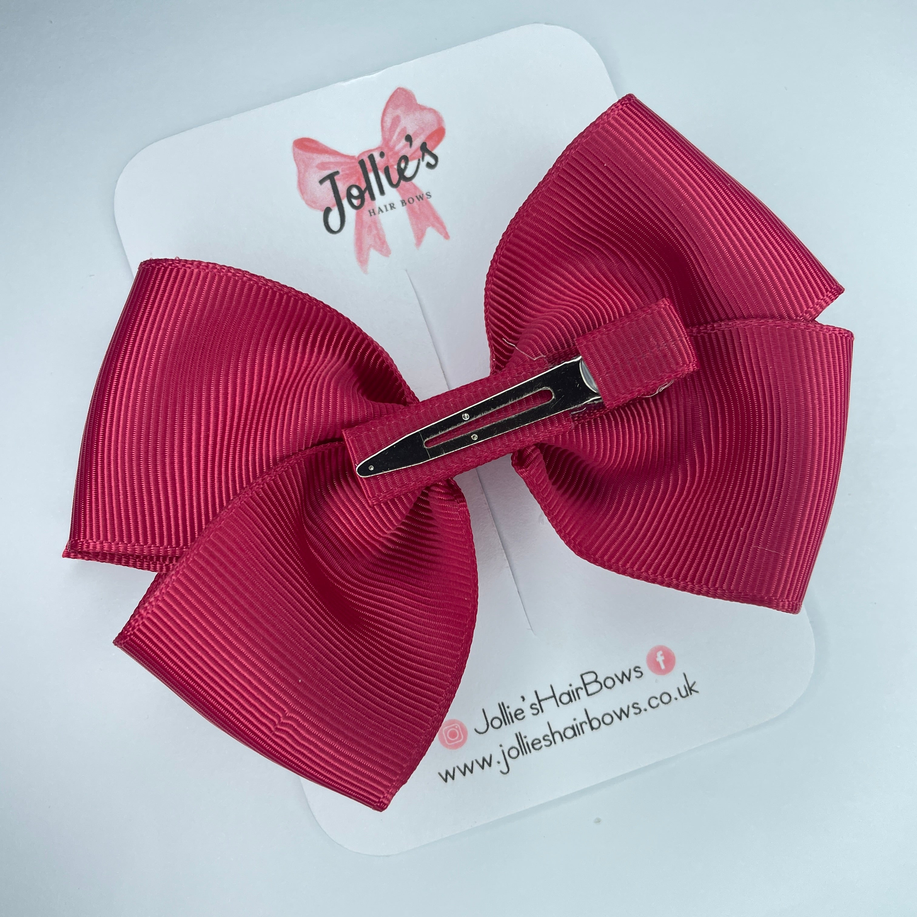 4" Wine Hair Bow with Clip – Grosgrain Ribbon with Lined Alligator Clip
