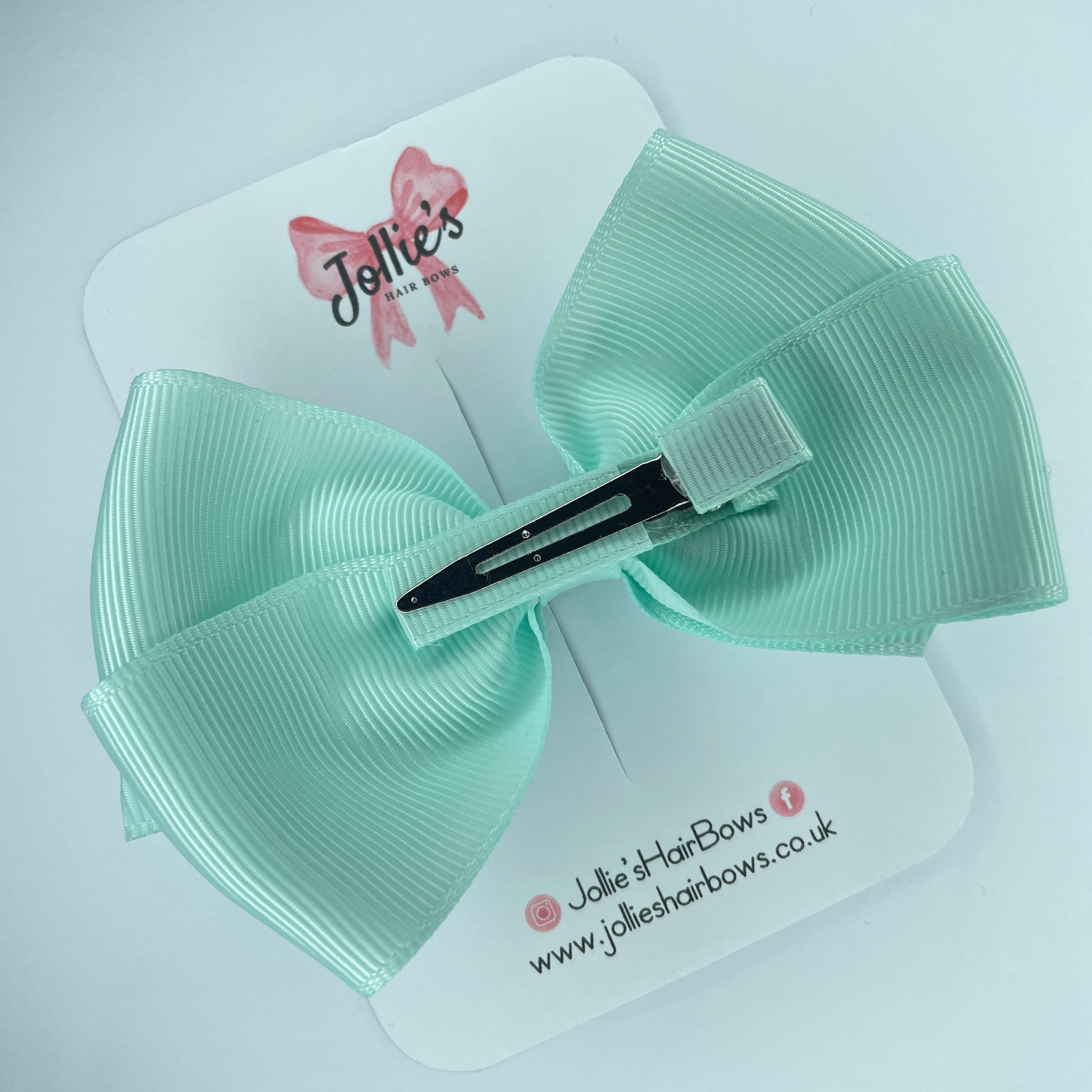 4" Crystalline Hair Bow with Clip – Grosgrain Ribbon with Lined Alligator Clip