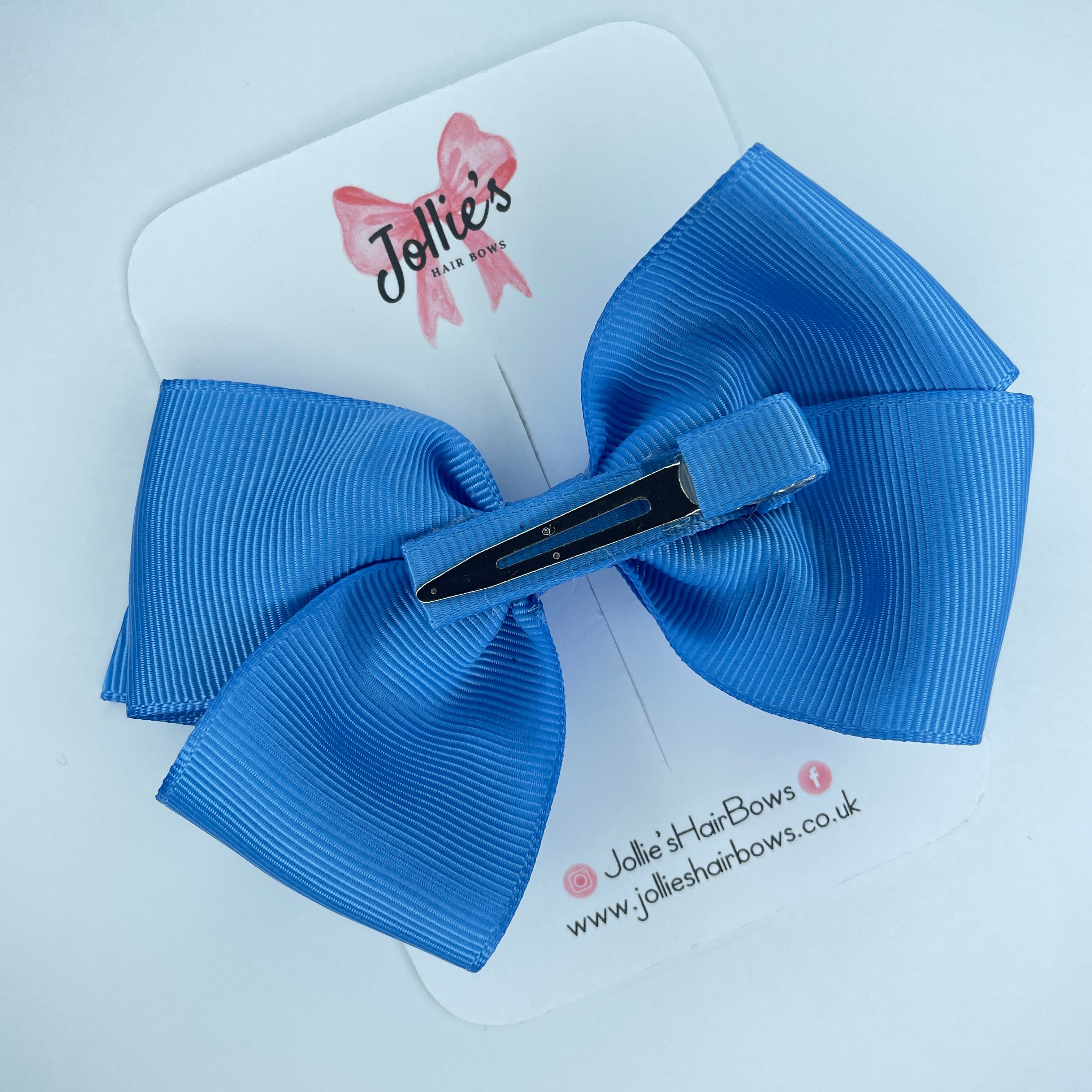 4" Capri Blue Hair Bow with Clip – Grosgrain Ribbon with Lined Alligator Clip