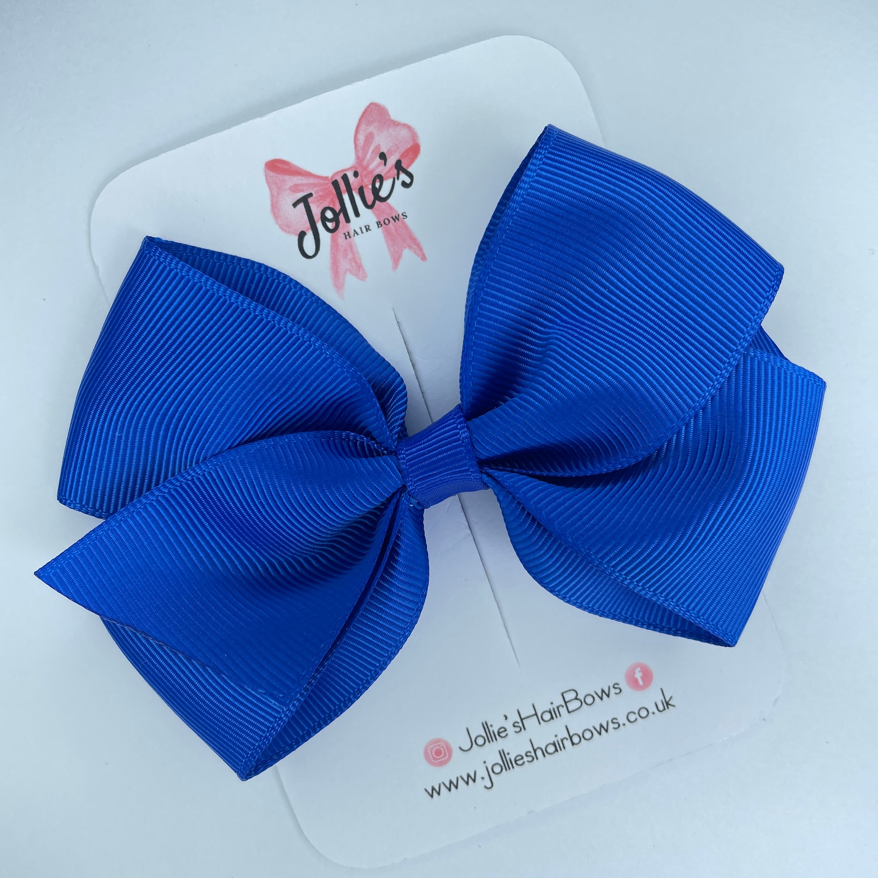 4" Electric Blue Hair Bow with Clip β Grosgrain Ribbon with Lined Alligator Clip