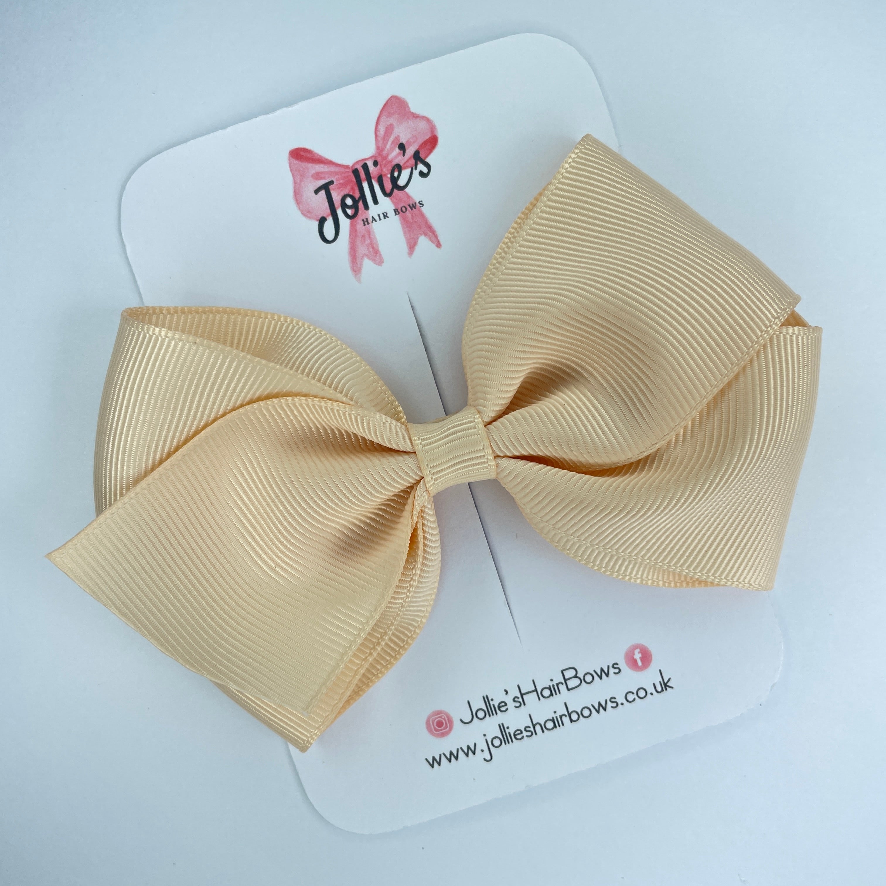 4" Nude Hair Bow with Clip – Grosgrain Ribbon with Lined Alligator Clip