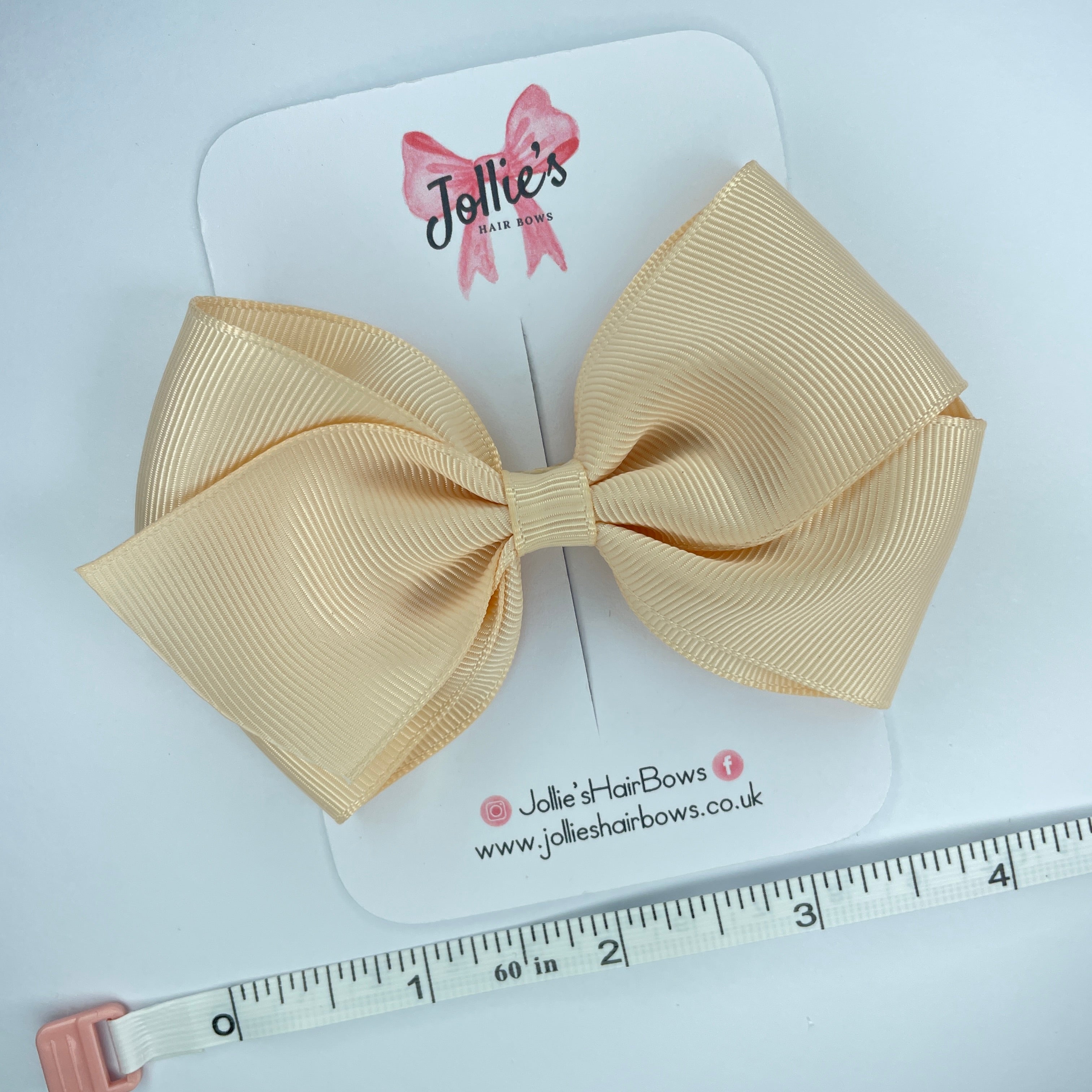 4" Nude Hair Bow with Clip – Grosgrain Ribbon with Lined Alligator Clip