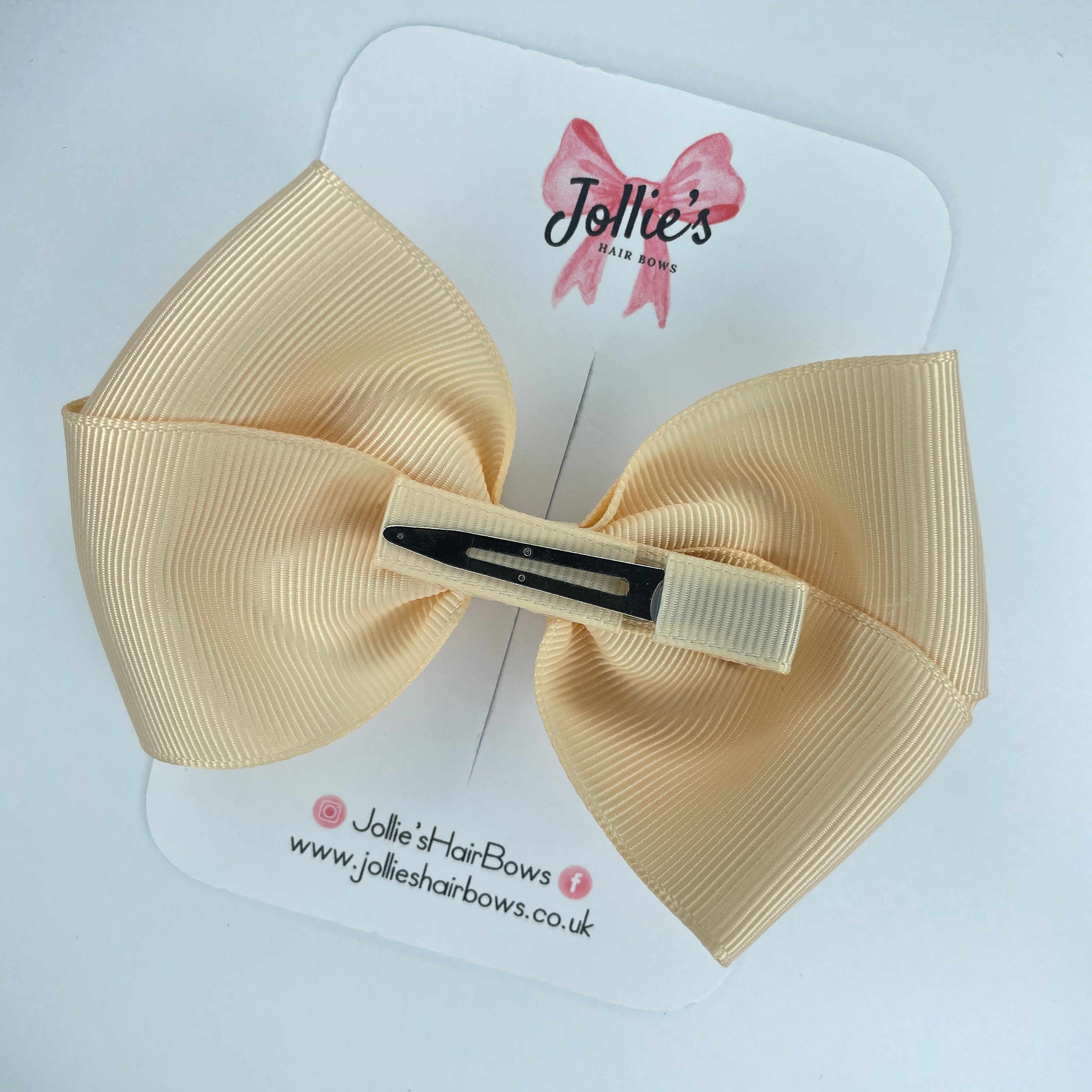 4" Nude Hair Bow with Clip – Grosgrain Ribbon with Lined Alligator Clip