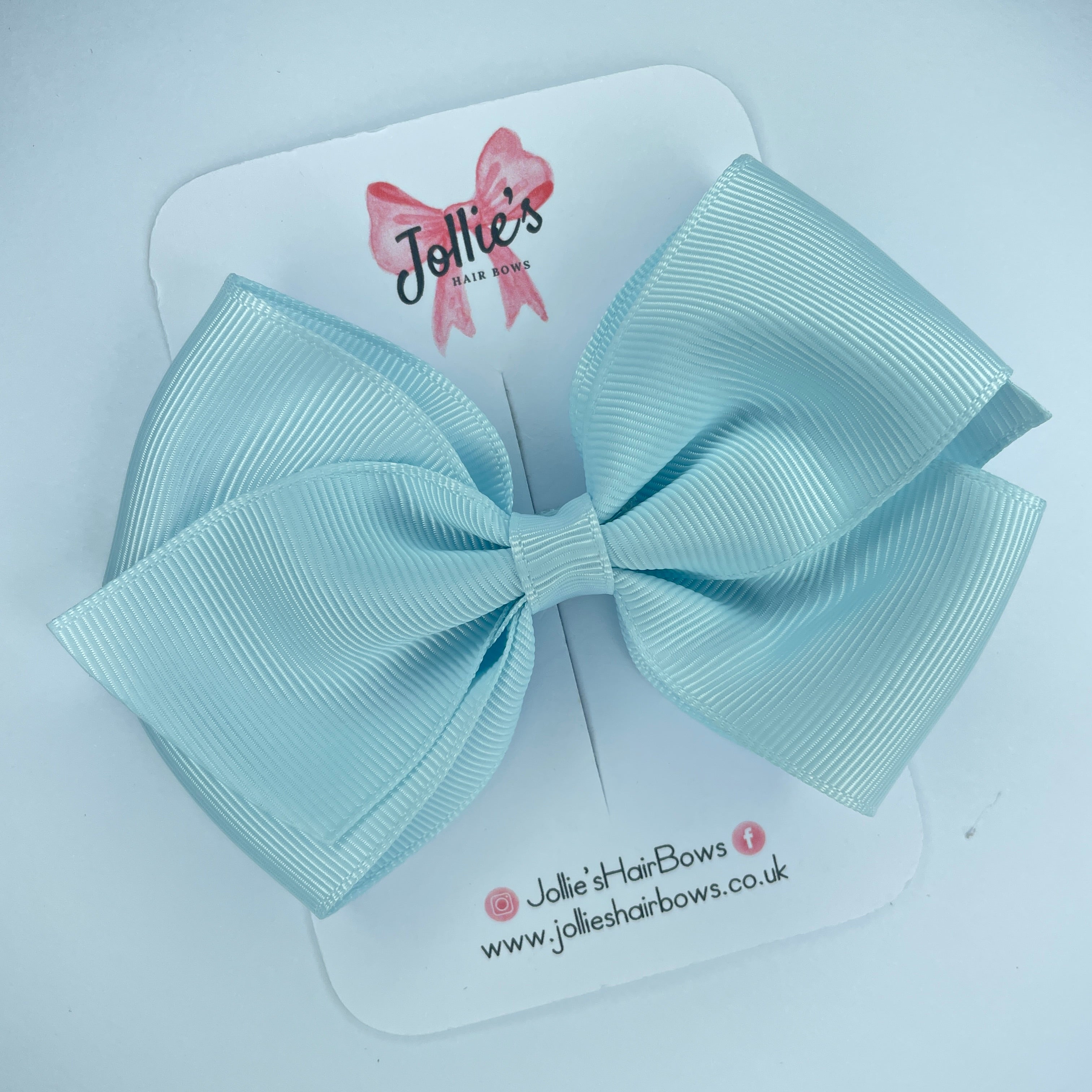 4" Blue Vapor Hair Bow with Clip – Grosgrain Ribbon with Lined Alligator Clip
