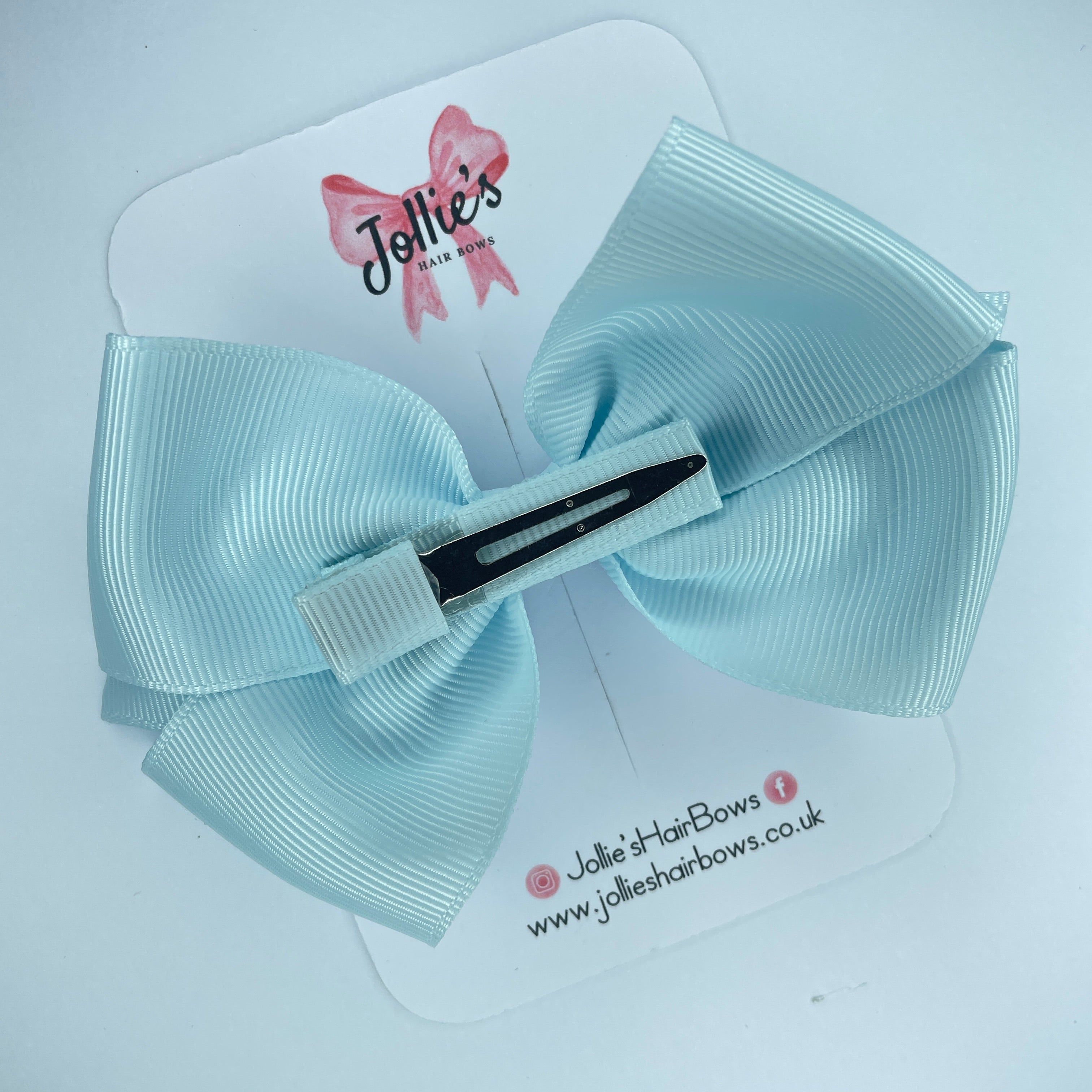 4" Blue Vapor Hair Bow with Clip – Grosgrain Ribbon with Lined Alligator Clip