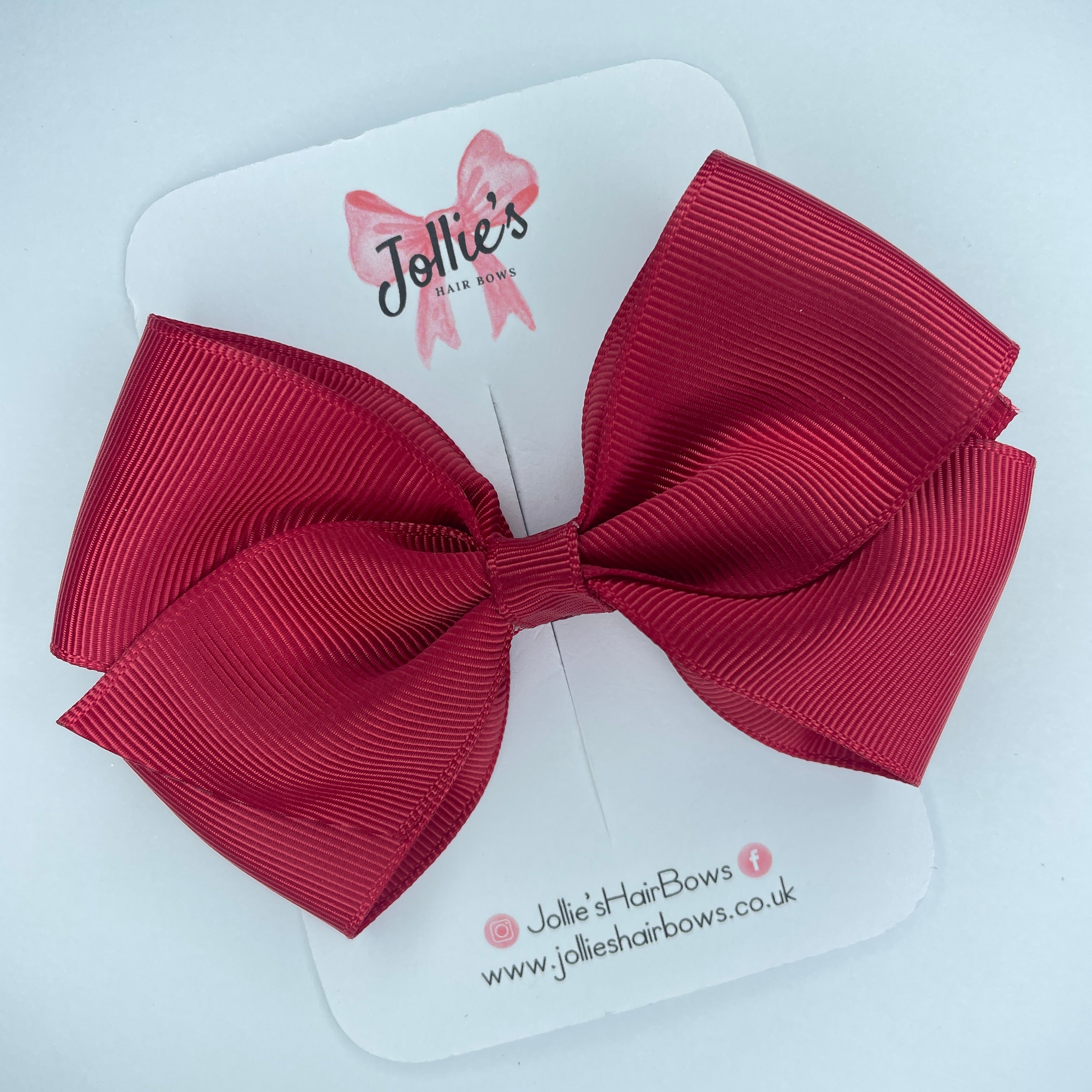 4" Scarlet Red Hair Bow with Clip – Grosgrain Ribbon with Lined Alligator Clip