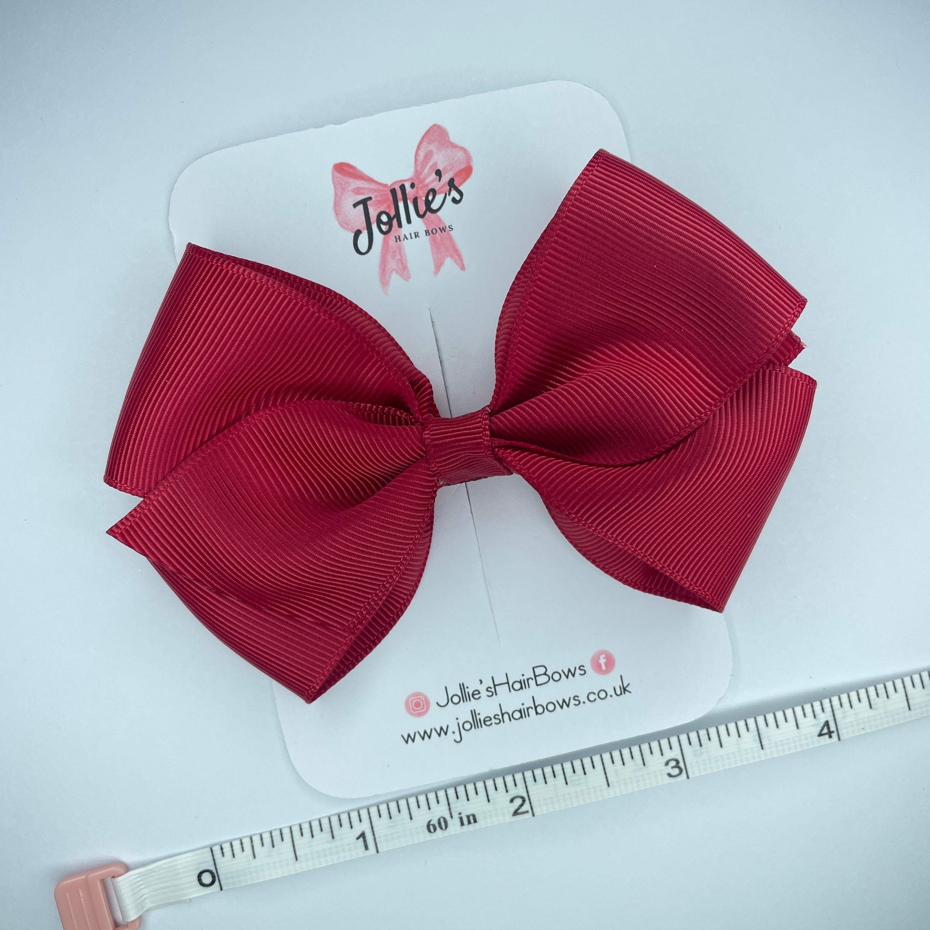 4" Scarlet Red Hair Bow with Clip – Grosgrain Ribbon with Lined Alligator Clip