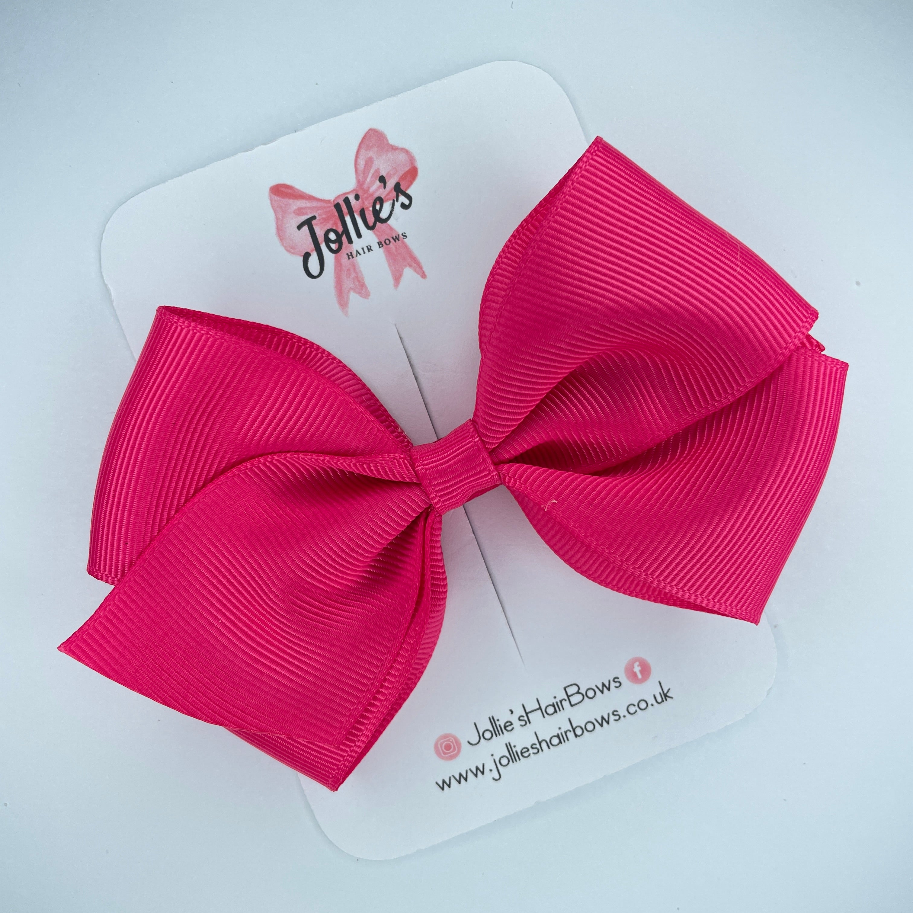 4" Shocking Pink Hair Bow with Clip – Grosgrain Ribbon with Lined Alligator Clip