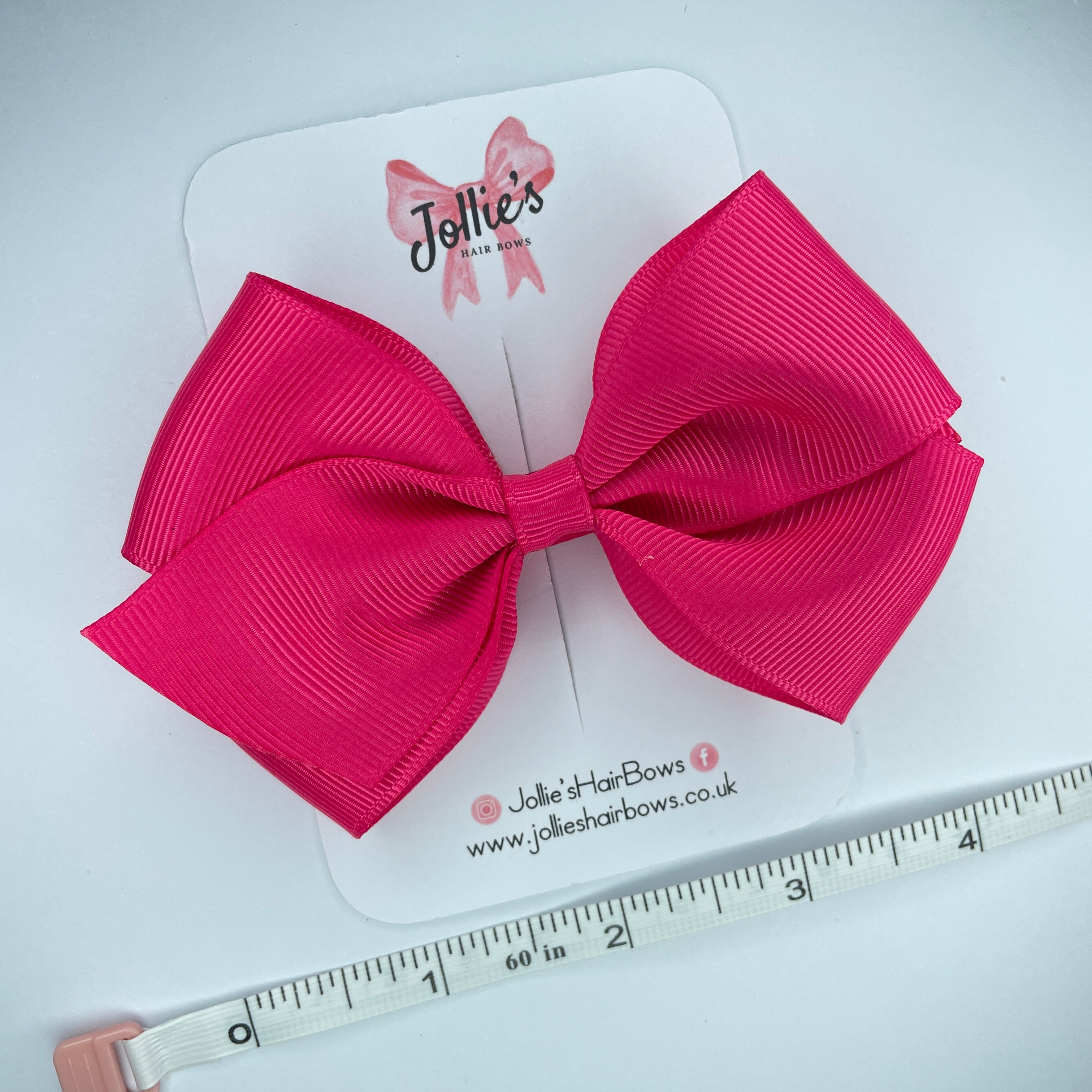 4" Shocking Pink Hair Bow with Clip – Grosgrain Ribbon with Lined Alligator Clip