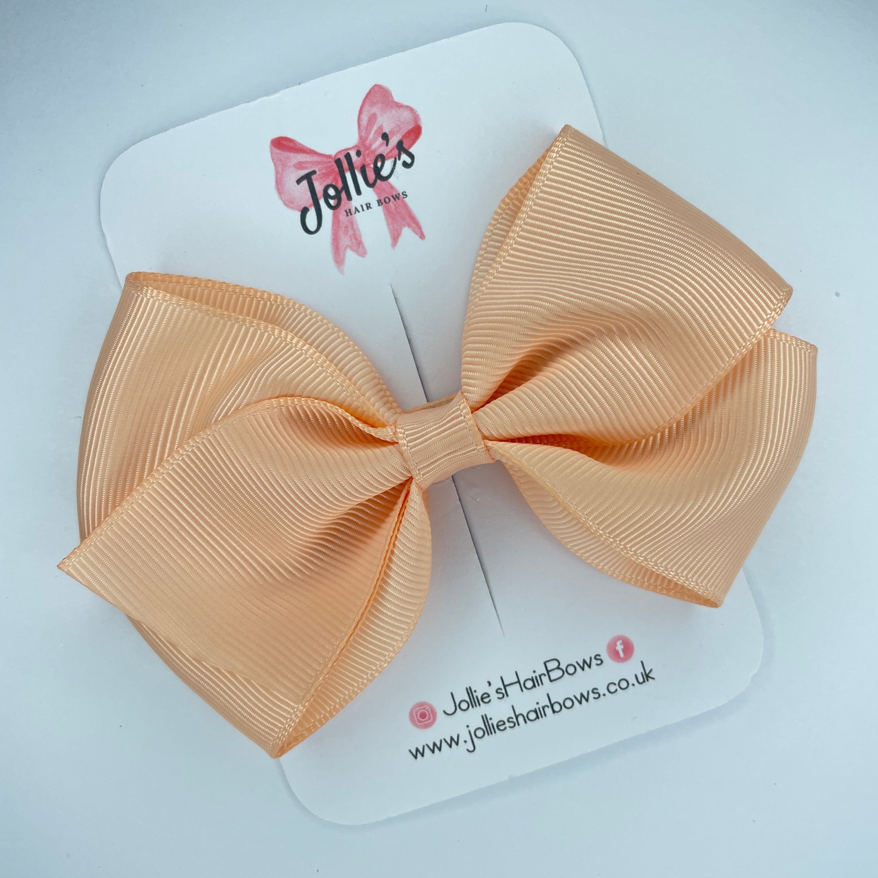 4" Petal Peach Hair Bow with Clip – Grosgrain Ribbon with Lined Alligator Clip