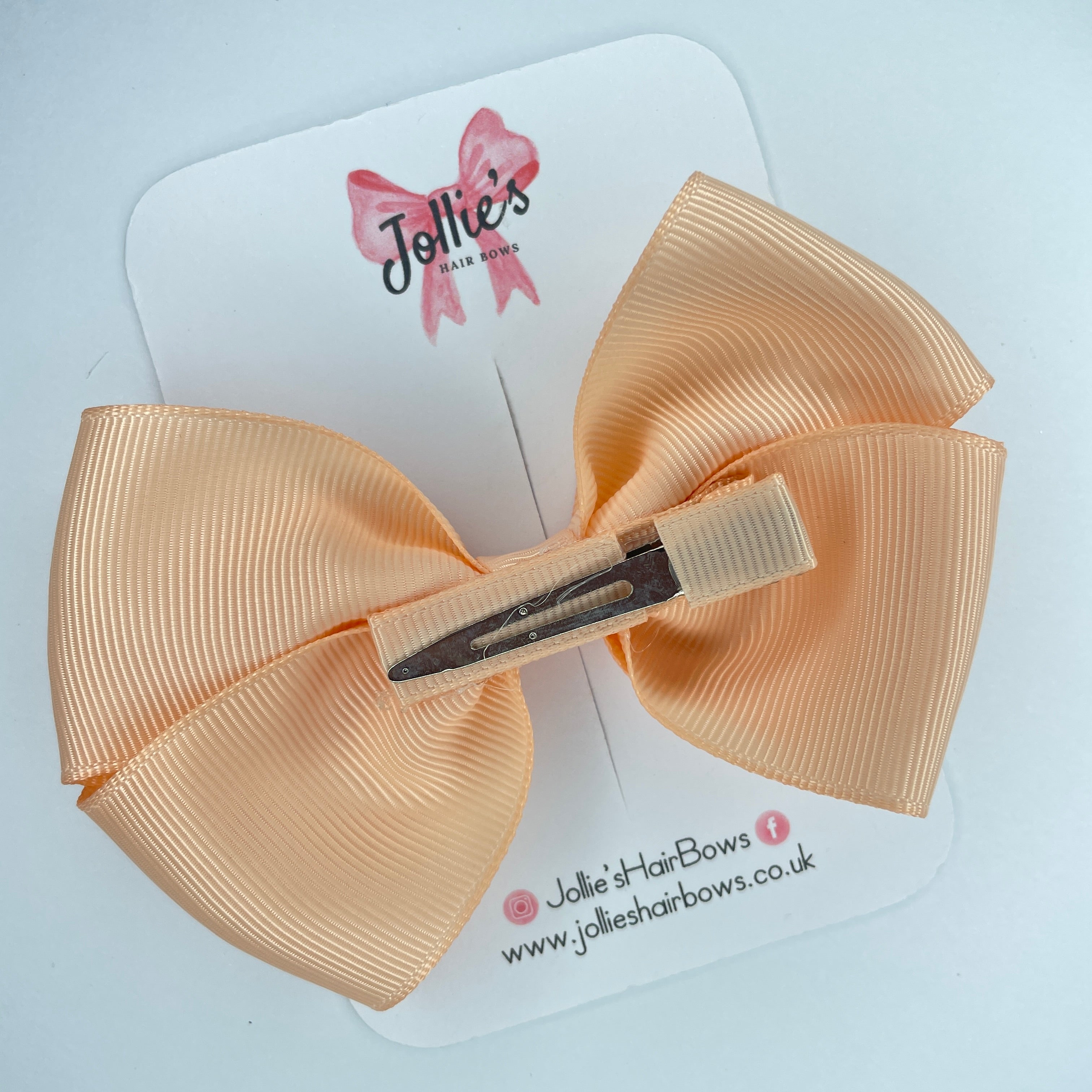 4" Petal Peach Hair Bow with Clip – Grosgrain Ribbon with Lined Alligator Clip