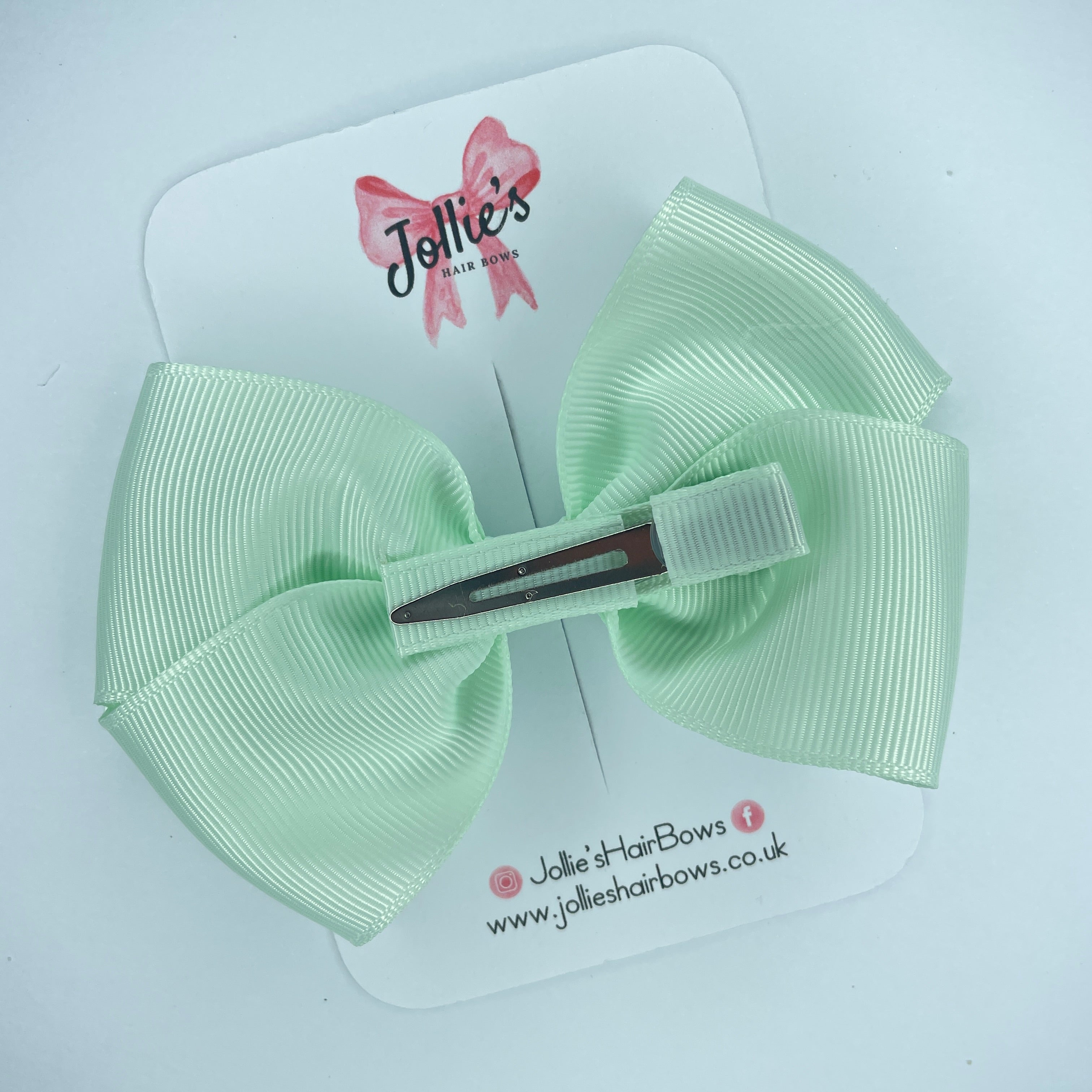 4" Ice Mint Hair Bow with Clip – Grosgrain Ribbon with Lined Alligator Clip