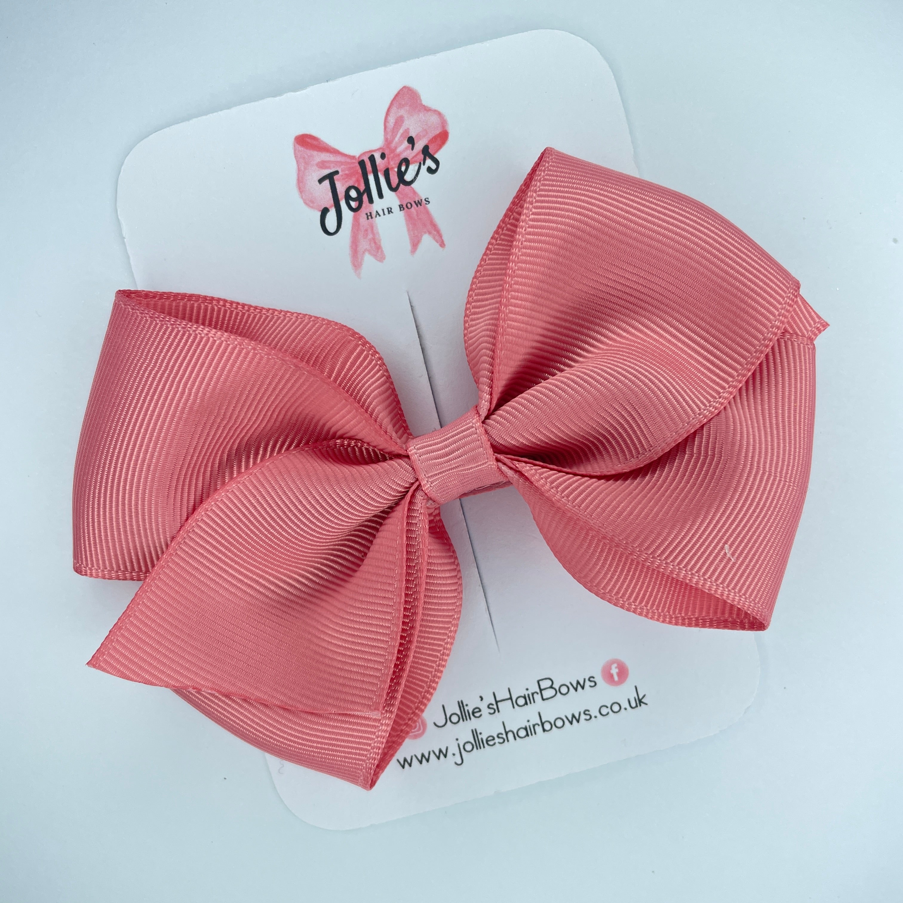 4" Dusty Rose Hair Bow with Clip – Grosgrain Ribbon with Lined Alligator Clip