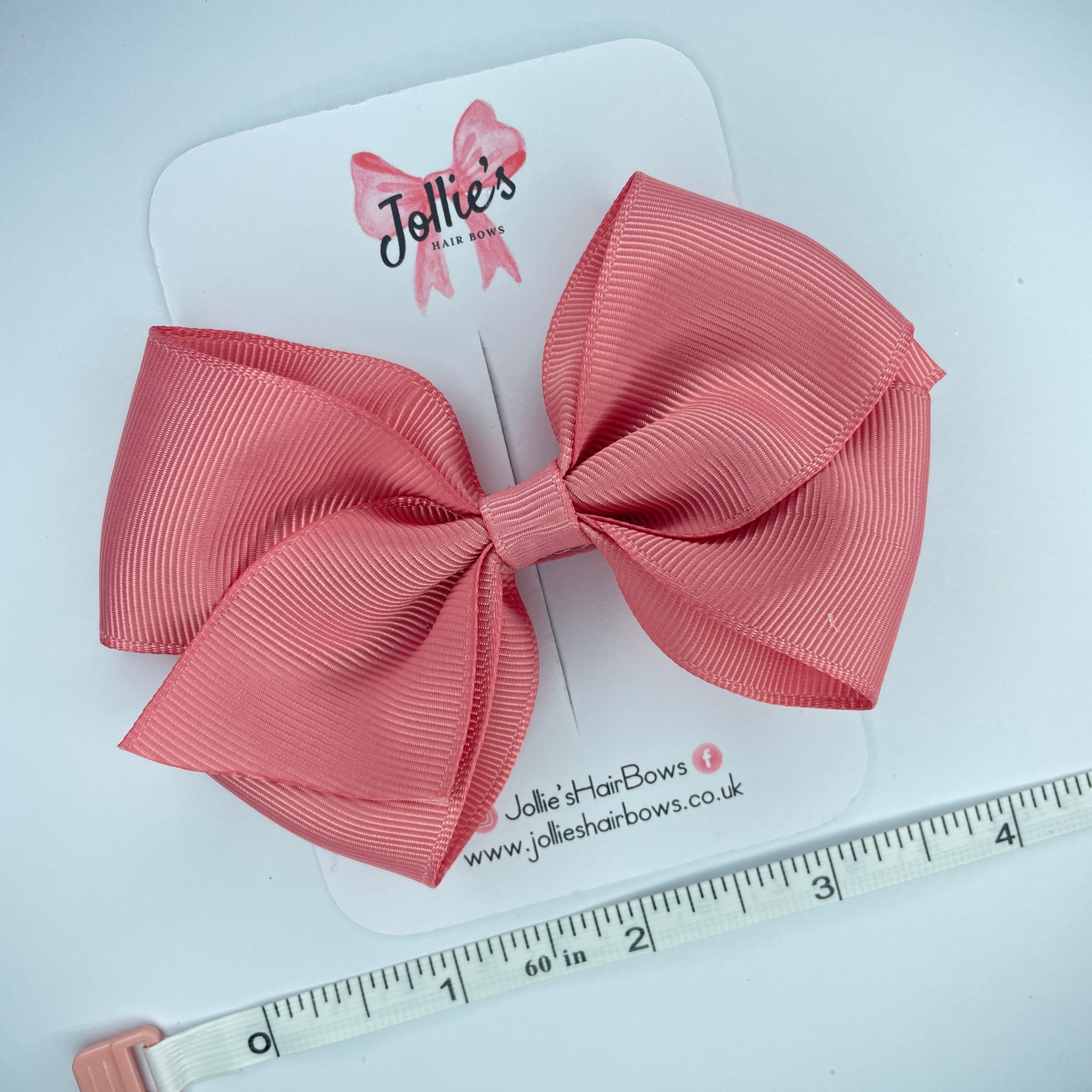 4" Dusty Rose Hair Bow with Clip – Grosgrain Ribbon with Lined Alligator Clip