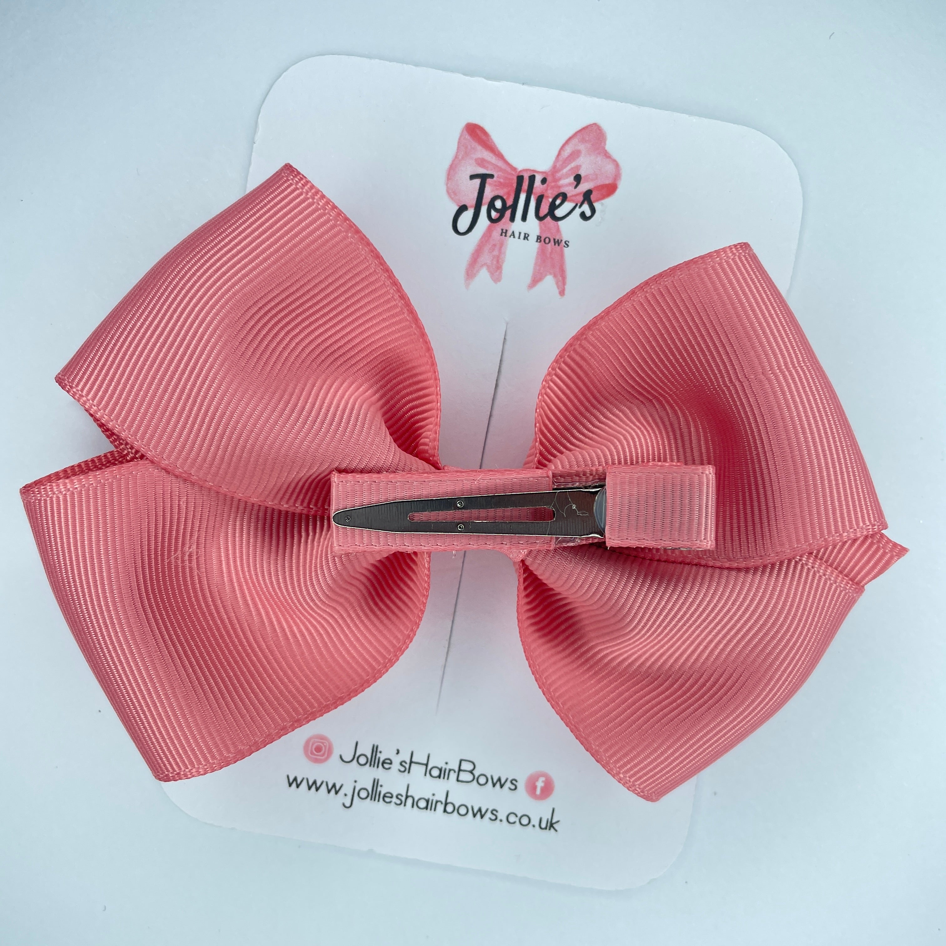 4" Dusty Rose Hair Bow with Clip – Grosgrain Ribbon with Lined Alligator Clip