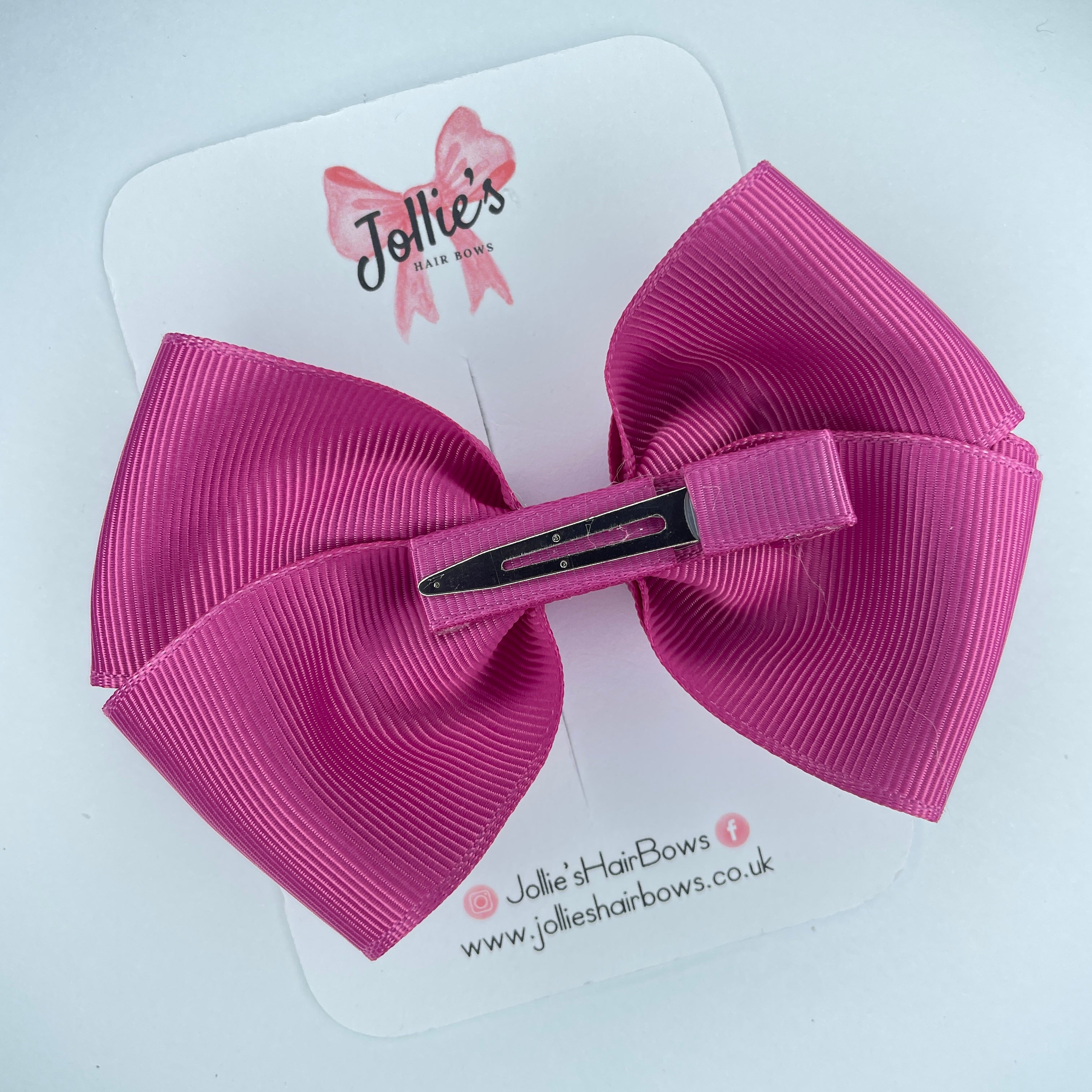 4" Raspberry Rose Hair Bow with Clip – Grosgrain Ribbon with Lined Alligator Clip