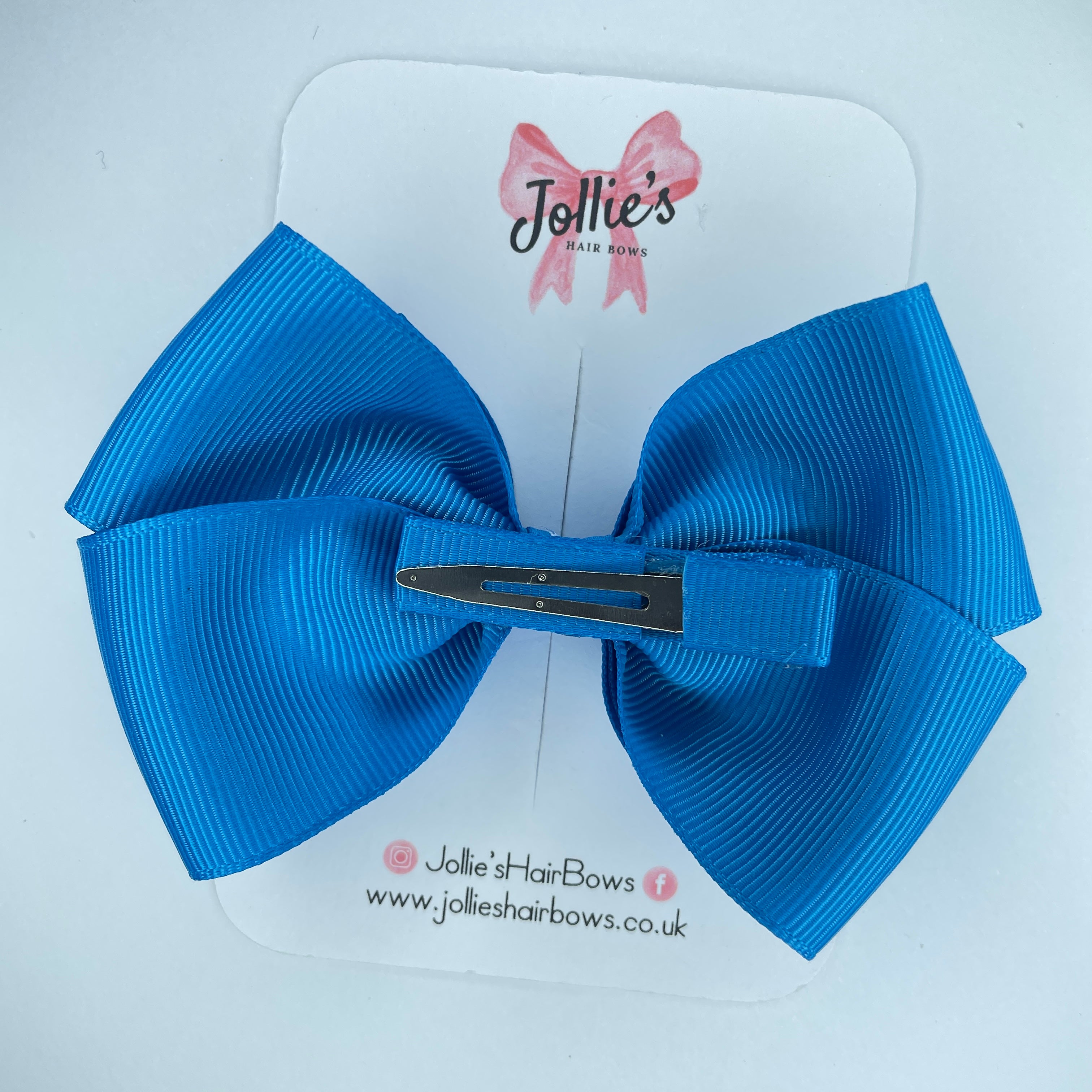 4" Aegean Blue Hair Bow with Clip – Grosgrain Ribbon with Lined Alligator Clip