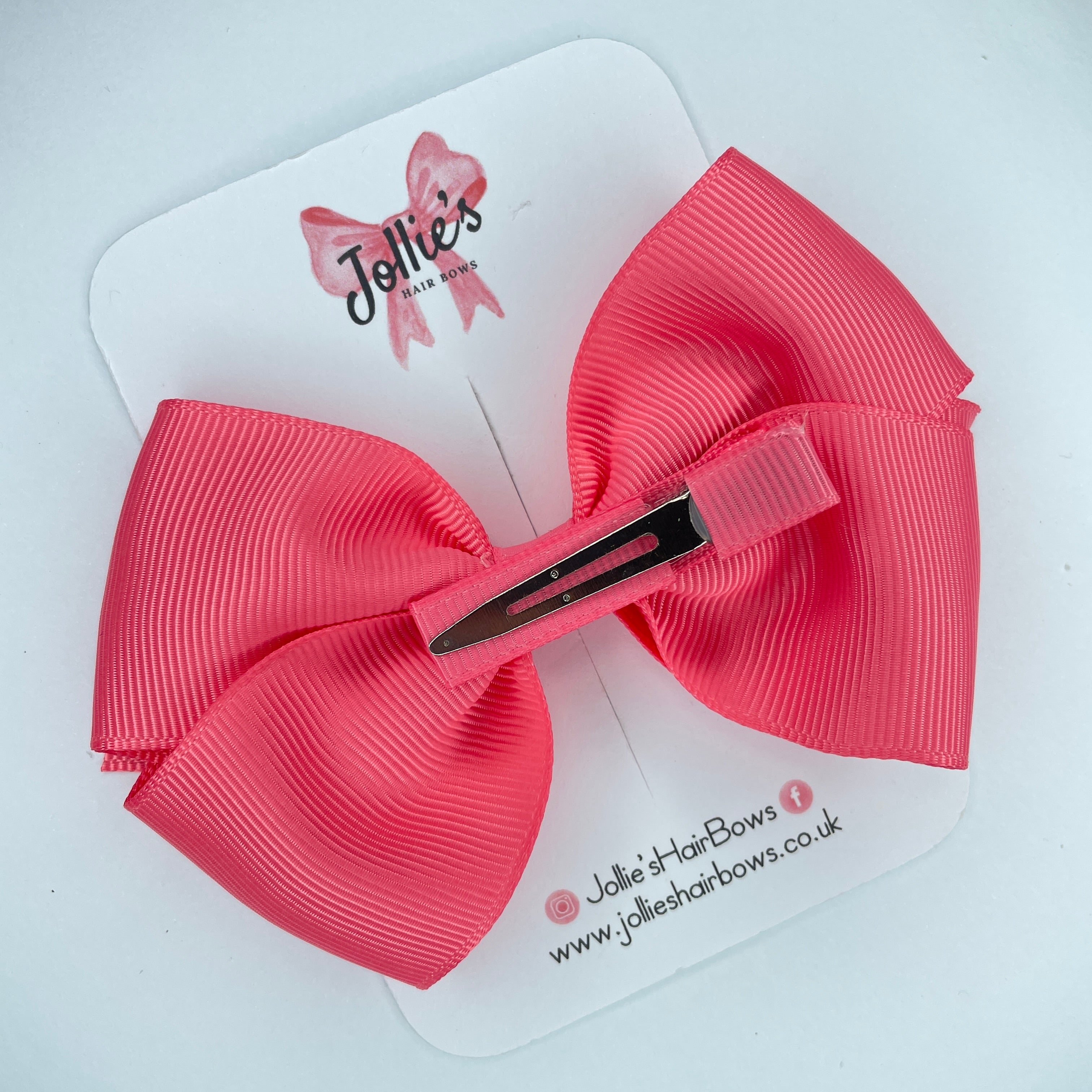 4" Coral Rose Hair Bow with Clip – Grosgrain Ribbon with Lined Alligator Clip