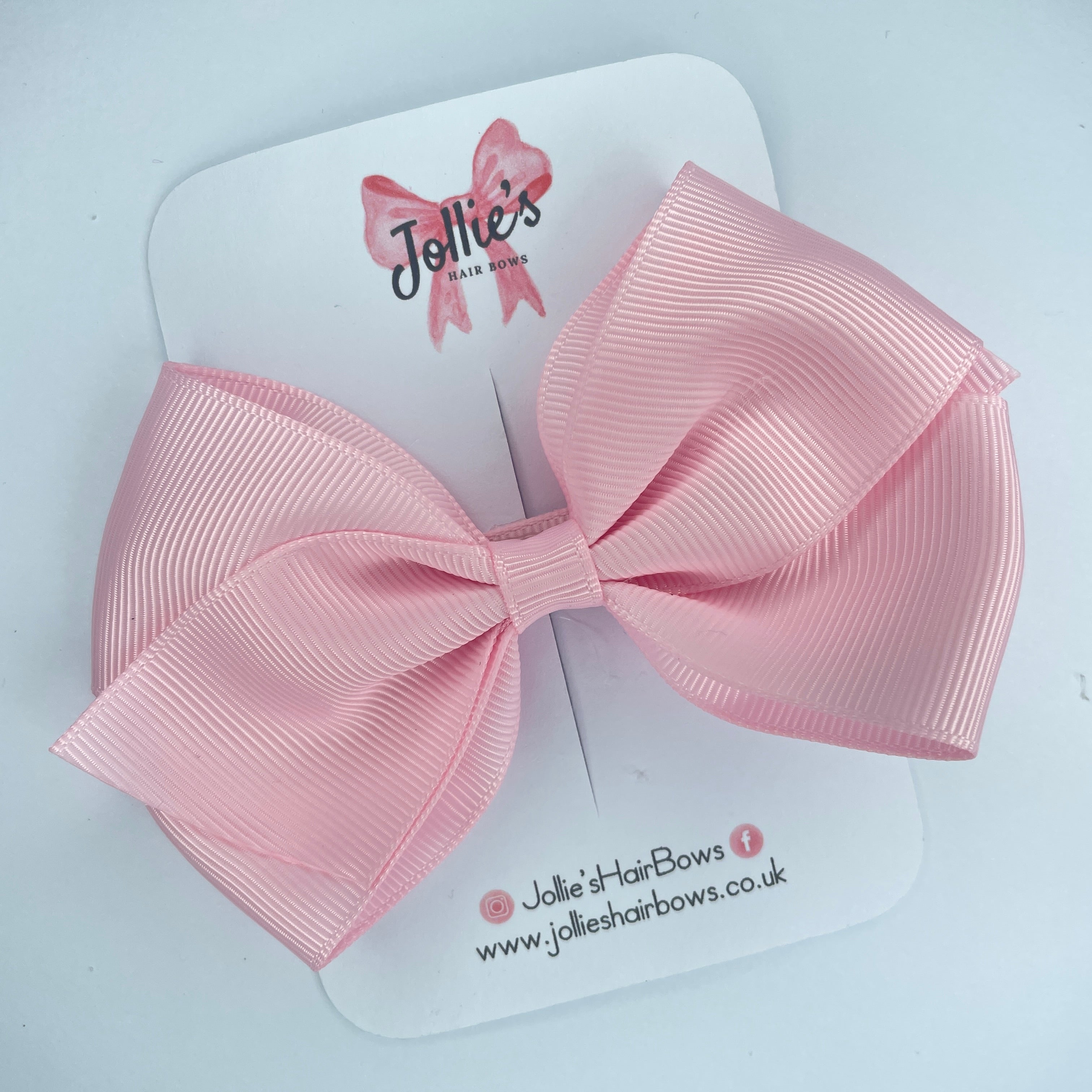 4" Pearl Pink Hair Bow with Clip – Grosgrain Ribbon with Lined Alligator Clip