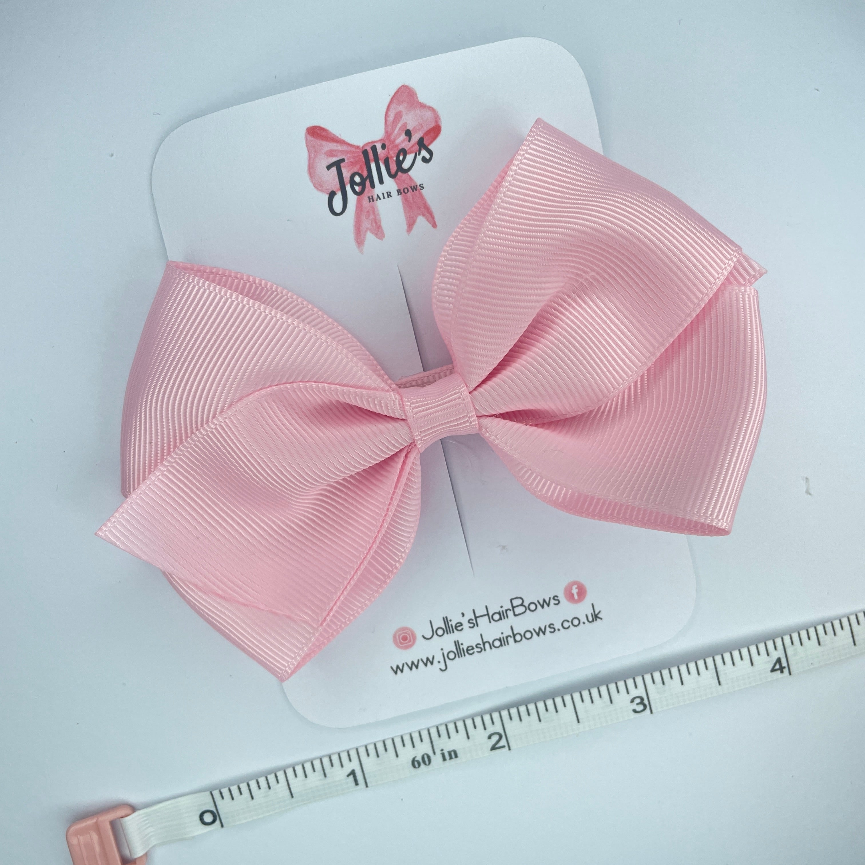 4" Pearl Pink Hair Bow with Clip – Grosgrain Ribbon with Lined Alligator Clip