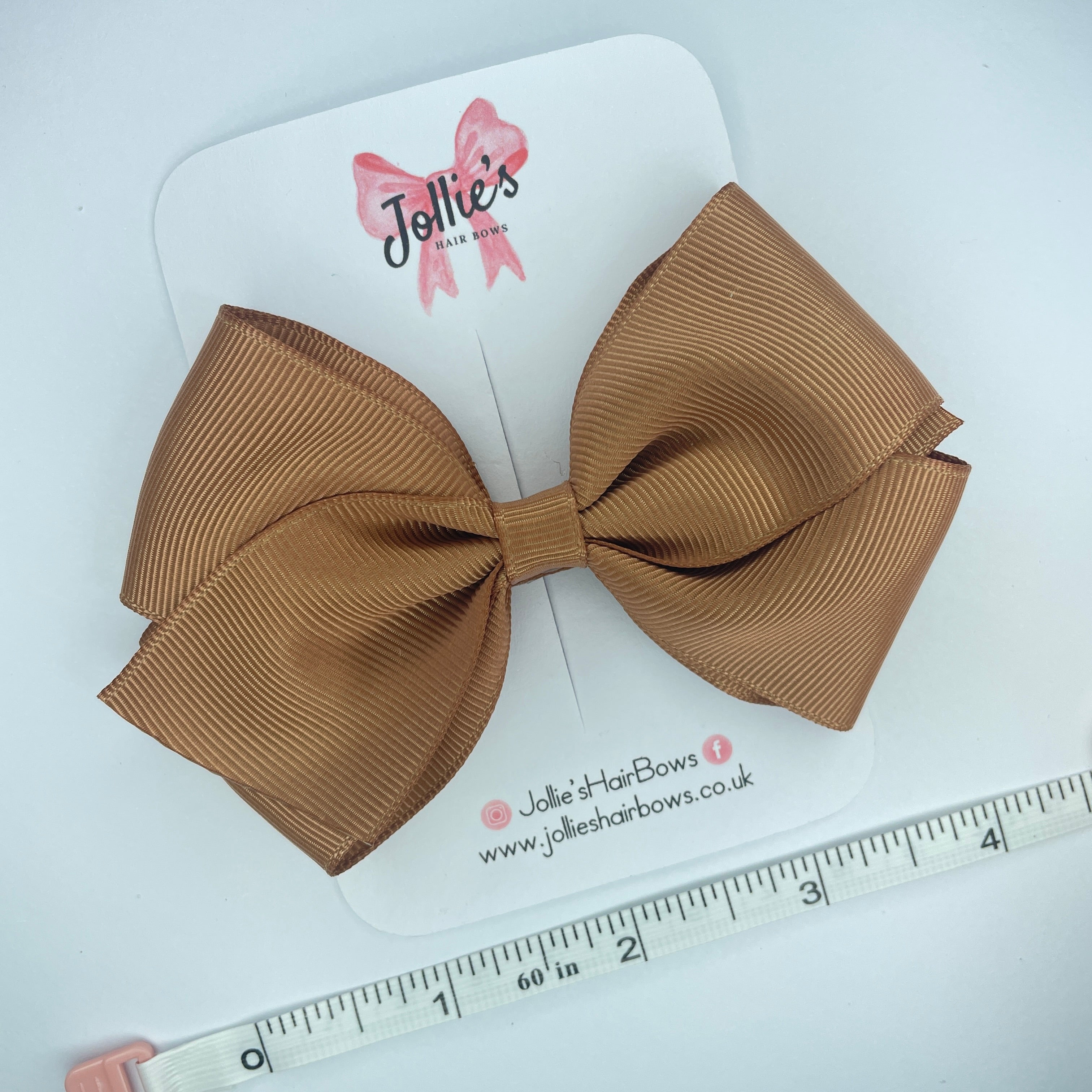 4" Chipmunk Hair Bow with Clip – Grosgrain Ribbon with Lined Alligator Clip