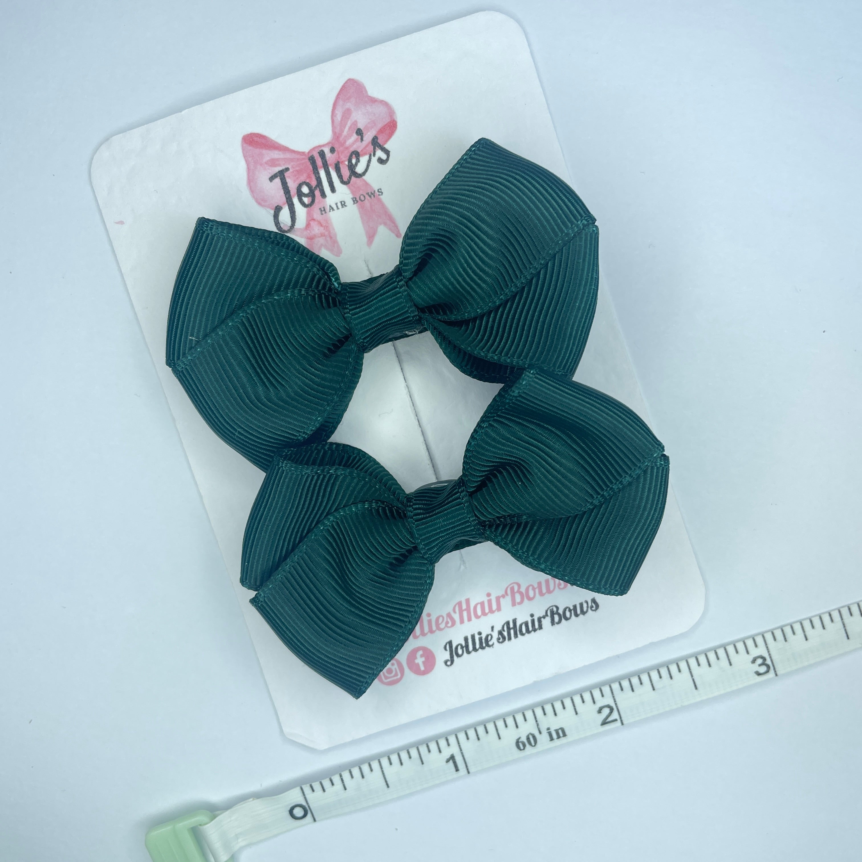 2.5" Spruce Classy Bow with Lined Alligator Clip – Grosgrain Ribbon Pair