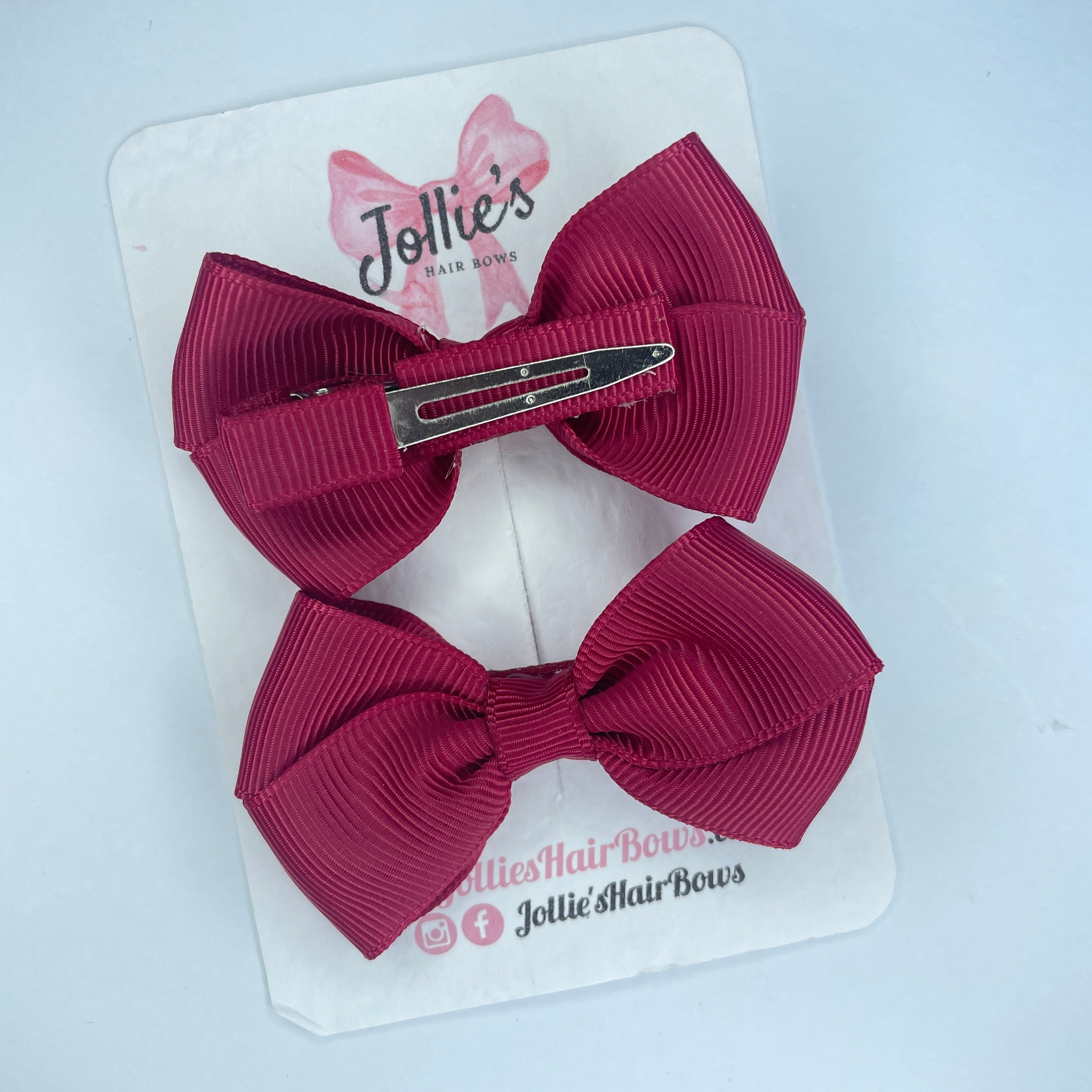 2.5" Beauty Classy Hair Bows (Pair) – Grosgrain Ribbon with Lined Alligator Clips