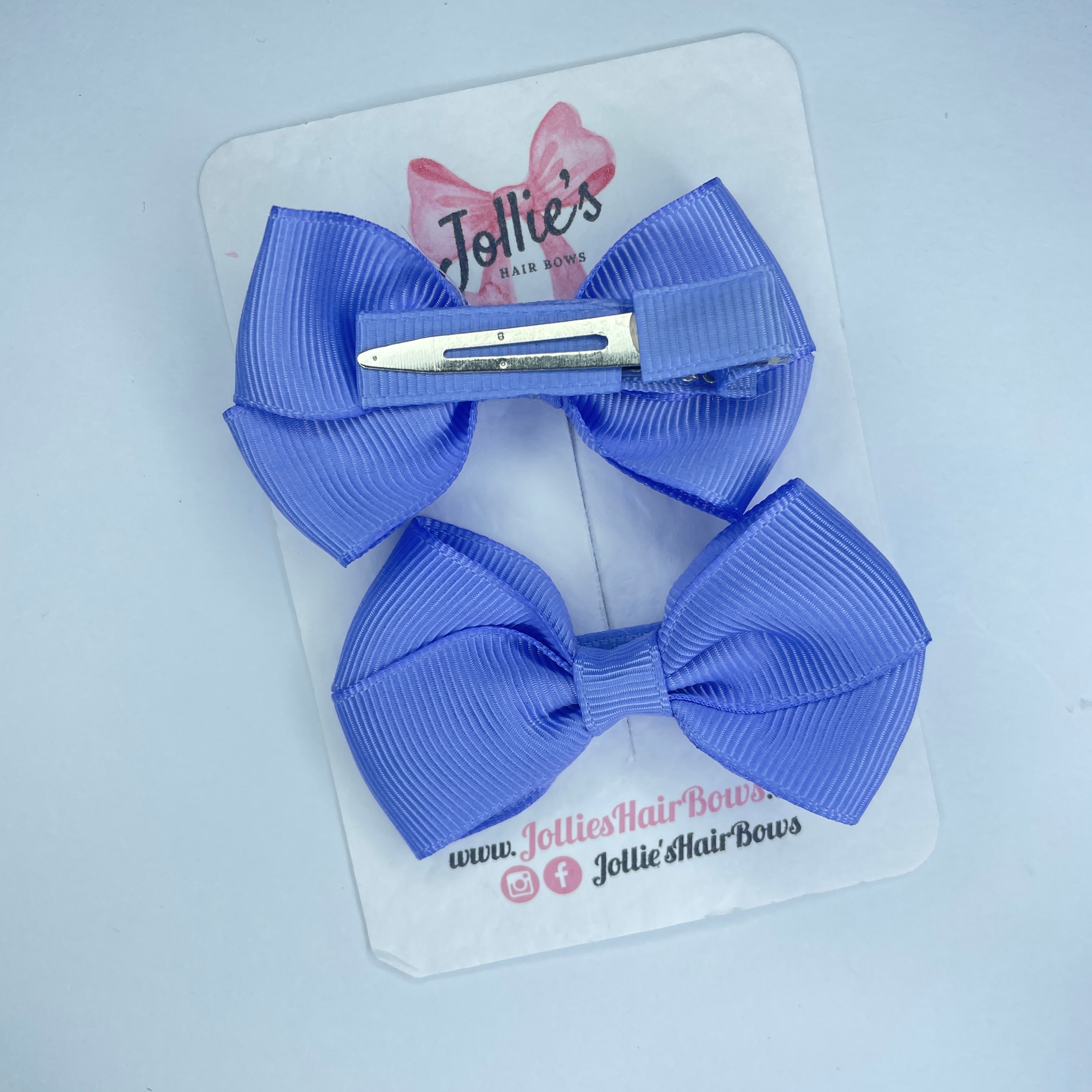 2.5" Iris Classy Bow with Lined Alligator Clip – Grosgrain Ribbon Pair