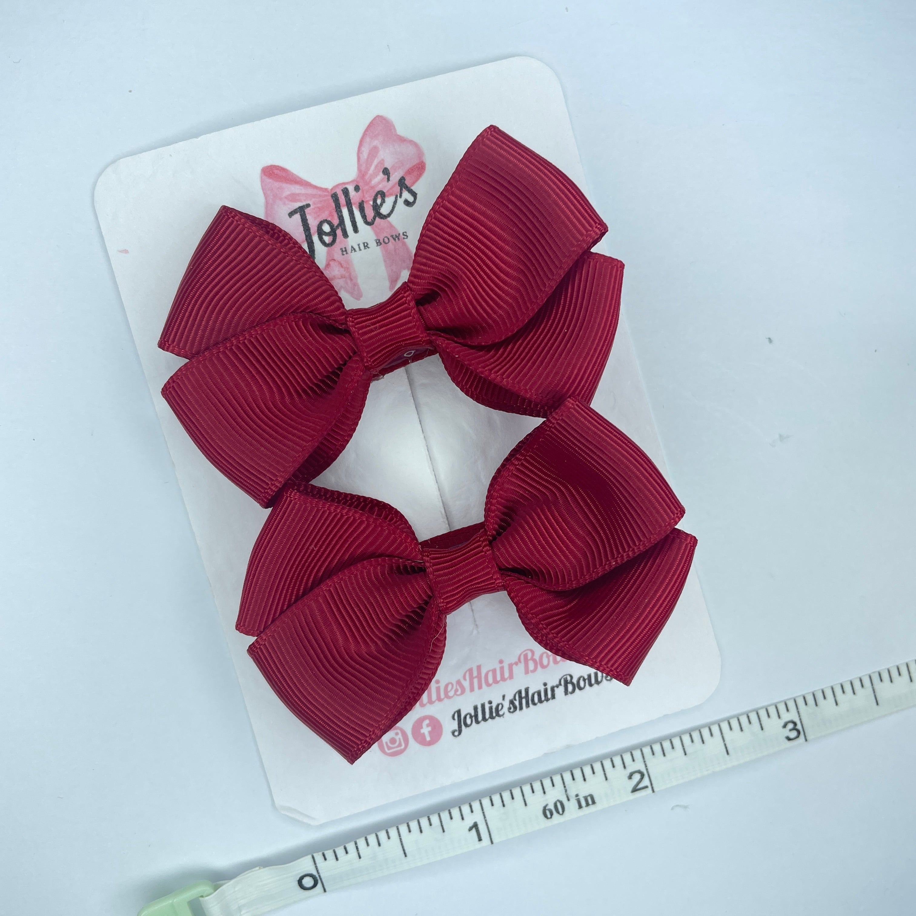 2.5" Scarlet Red Classy Hair Bows (Pair) – Grosgrain Ribbon with Lined Alligator Clips