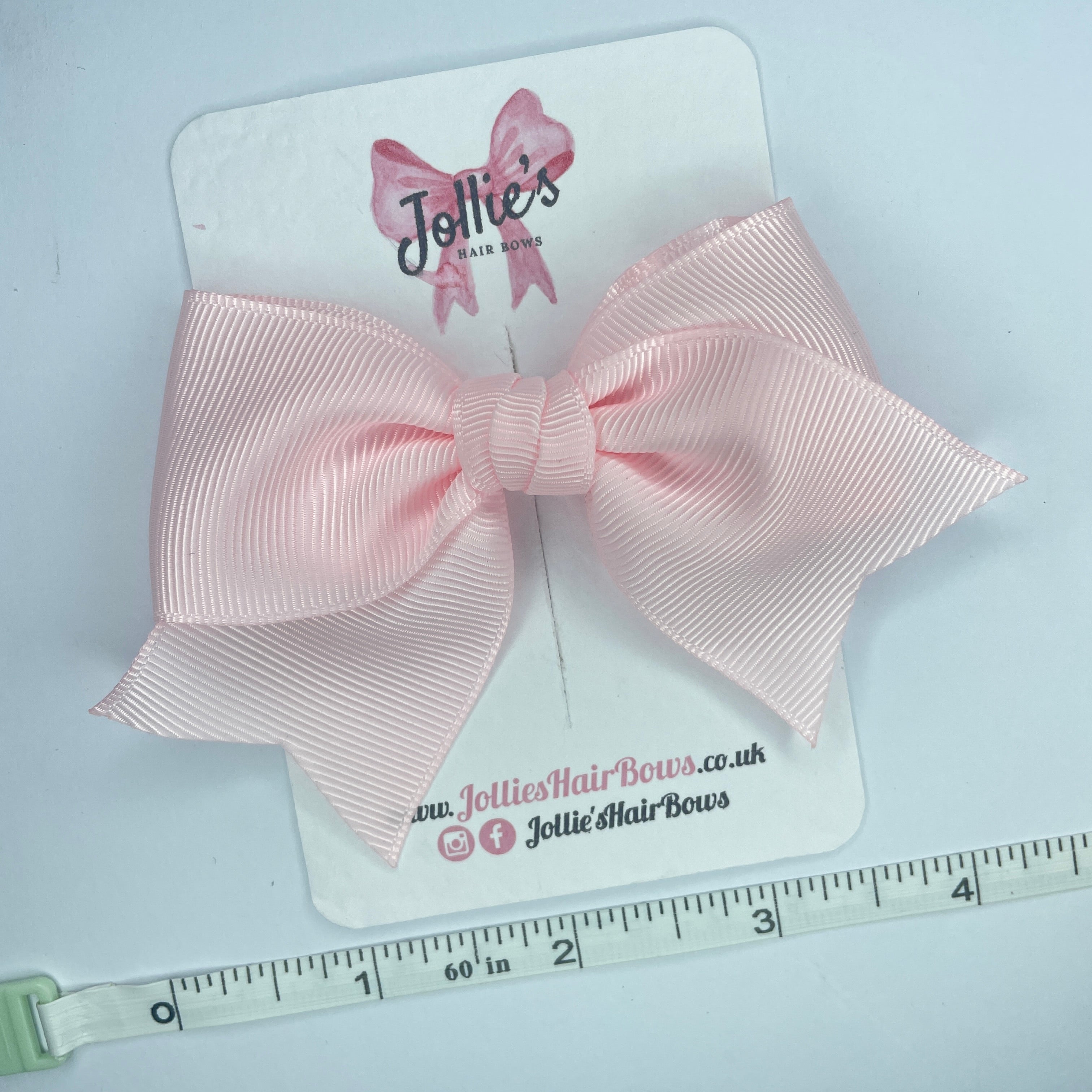 4" Powder Pink Classic Hair Bow – Grosgrain Ribbon with Lined Alligator Clip