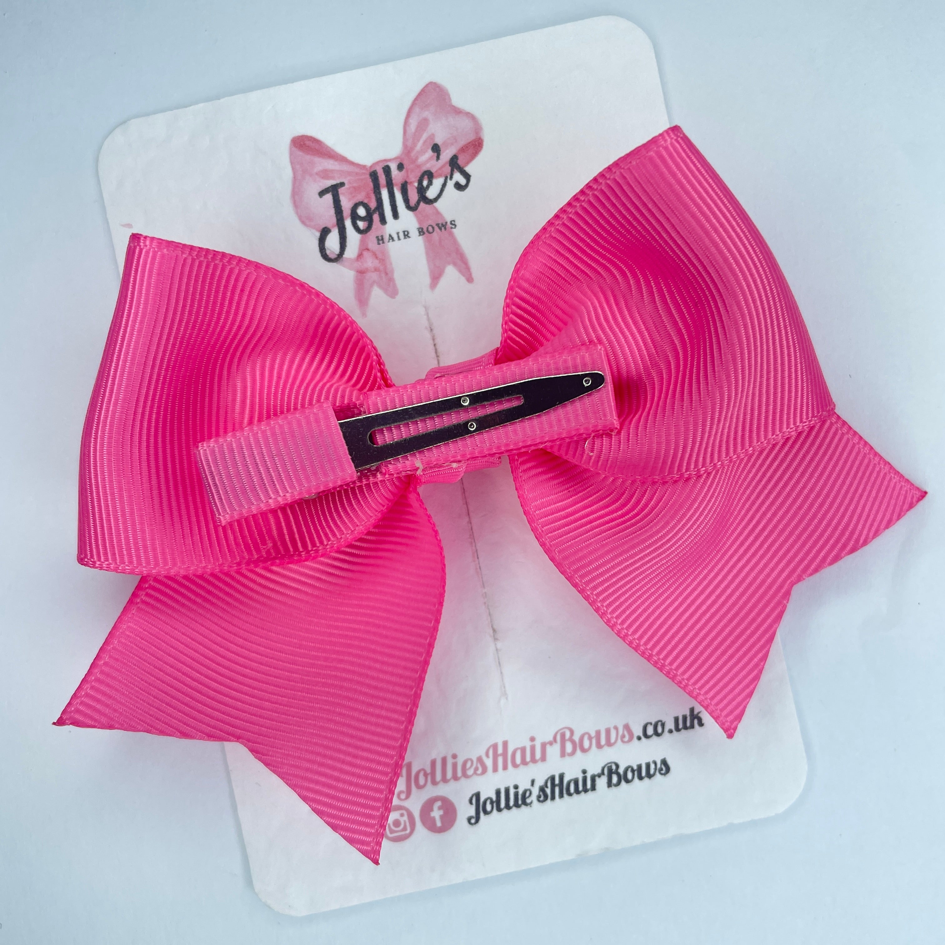 4" Hot Pink Classic Hair Bow – Grosgrain Ribbon with Lined Alligator Clip