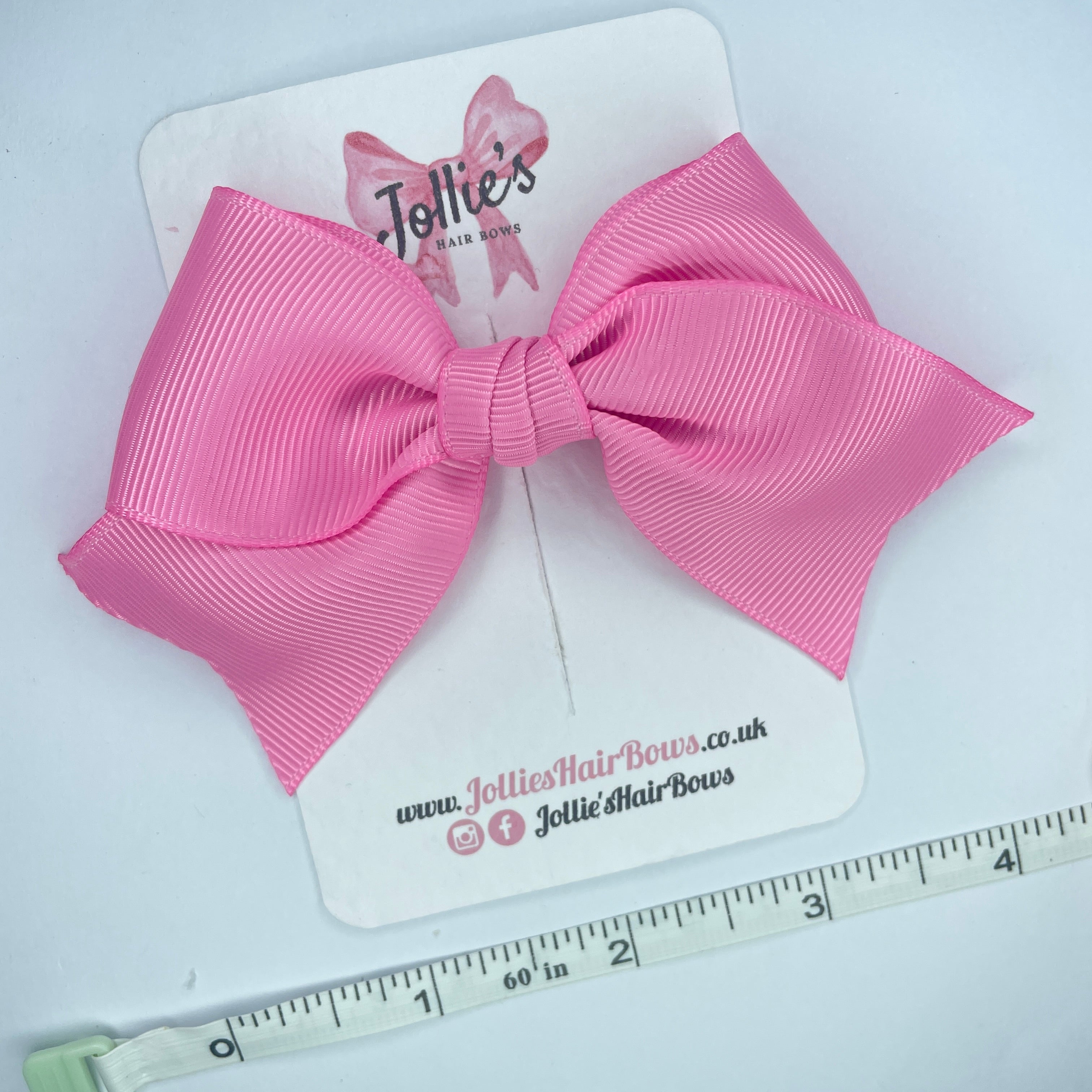 4" Geranium Pink Classic Hair Bow – Grosgrain Ribbon with Lined Alligator Clip