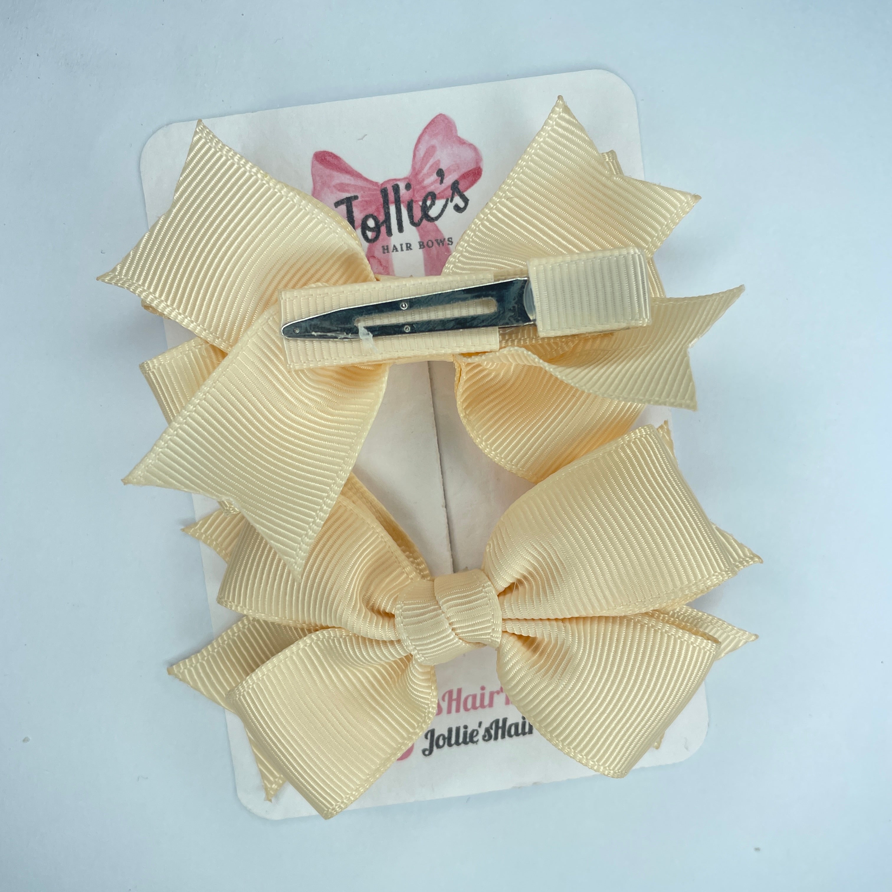 3" Nude Layered Hair Bows (Pair) – Grosgrain with Alligator Clip