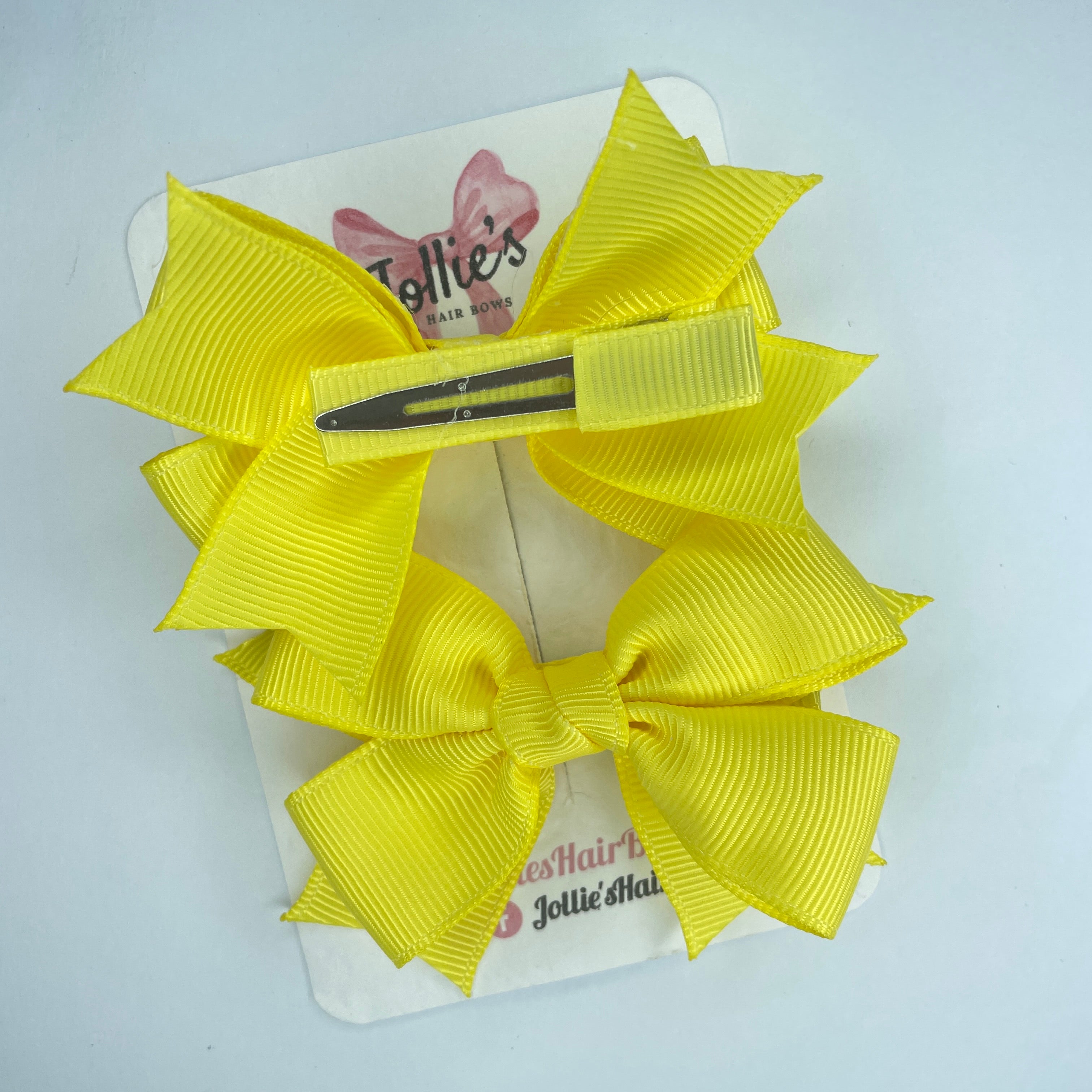3" Lemon Layered Hair Bows (Pair) β Grosgrain with Alligator Clip