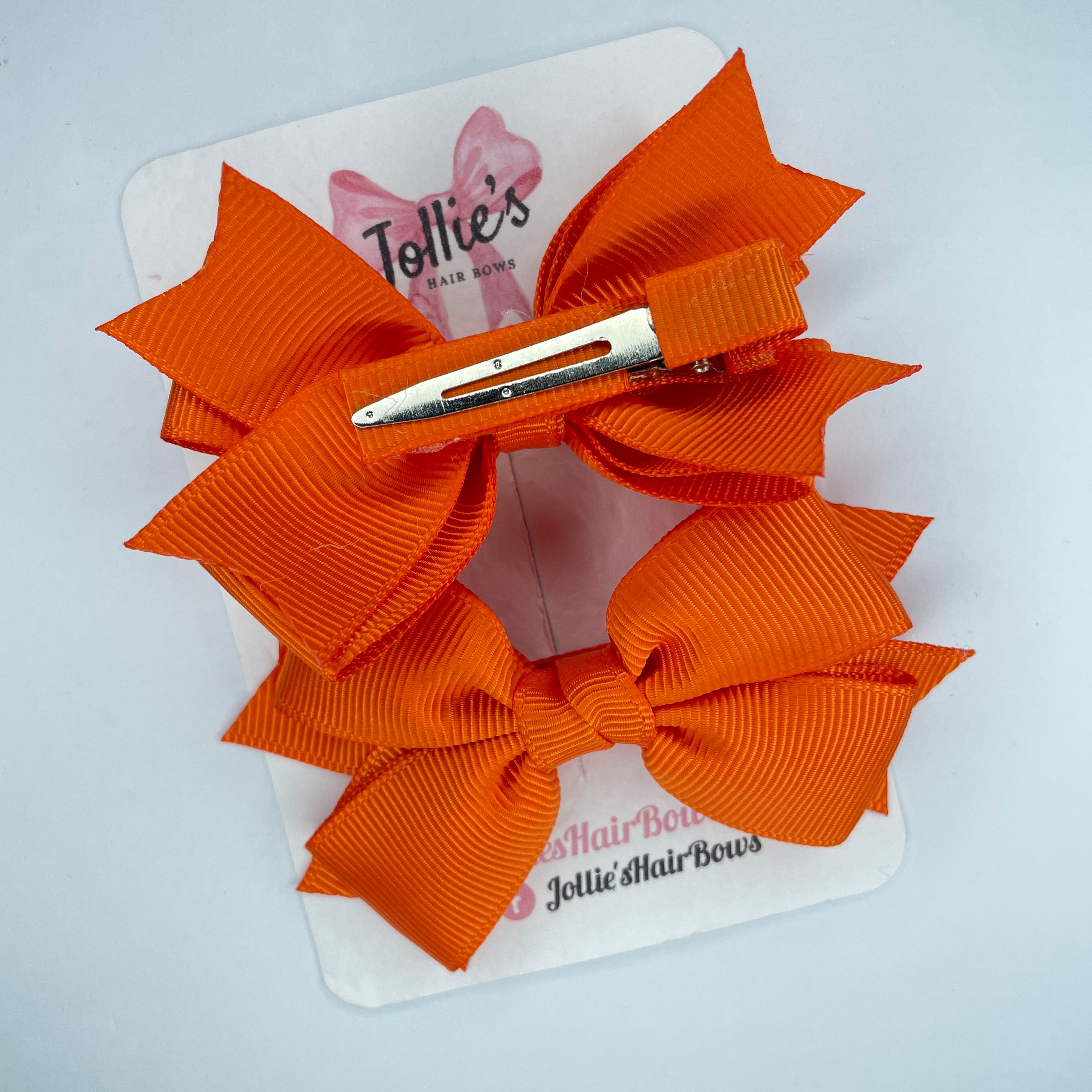3" Russet Orange Layered Hair Bows (Pair) – Grosgrain with Alligator Clip
