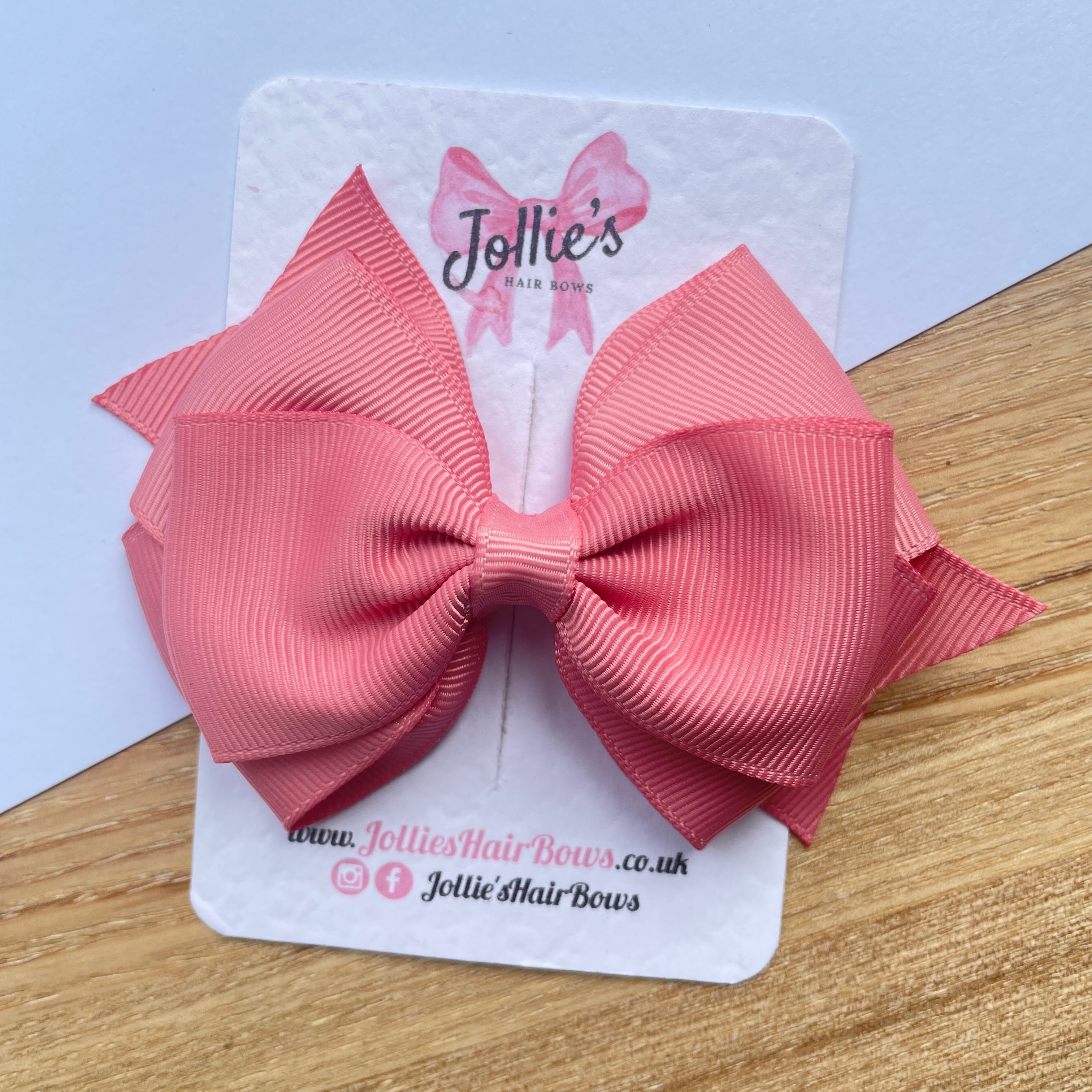 4" Dusty Rose Triple Layer Hair Bow – Grosgrain Ribbon with Lined Alligator Clip