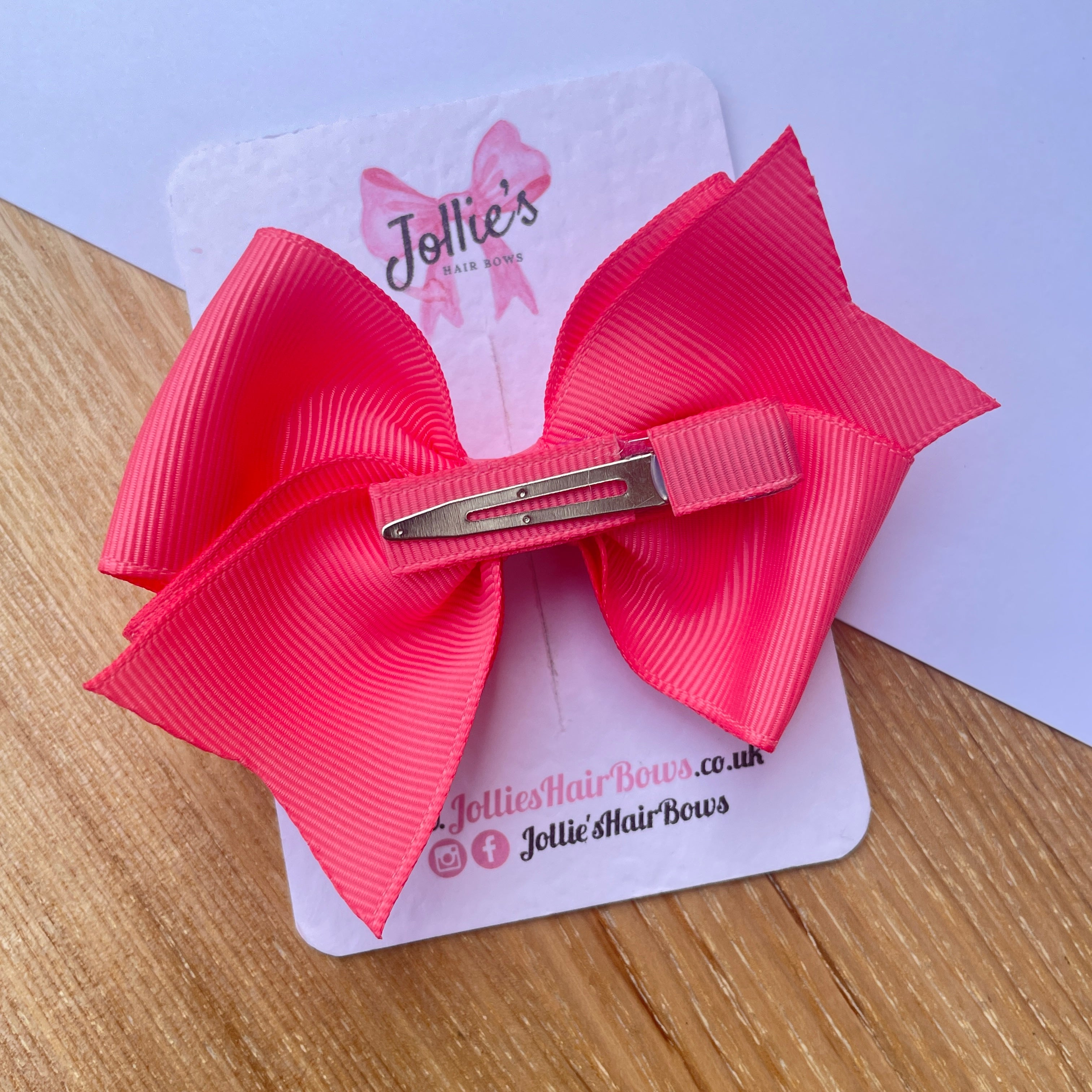 4" Passion Fruit Triple Layer Hair Bow – Grosgrain Ribbon with Lined Alligator Clip