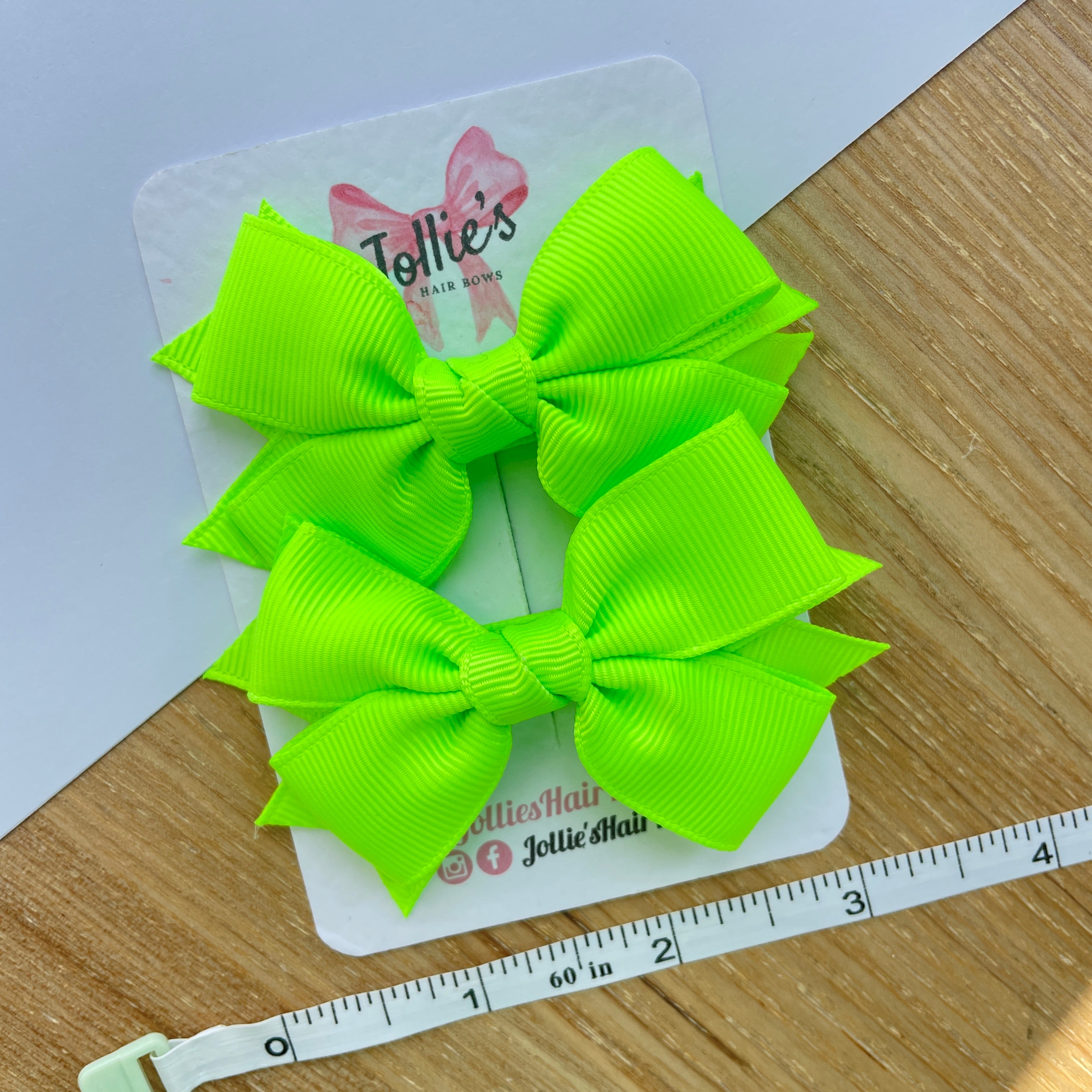 3" Key Lime Layered Hair Bows (Pair) – Grosgrain with Alligator Clip