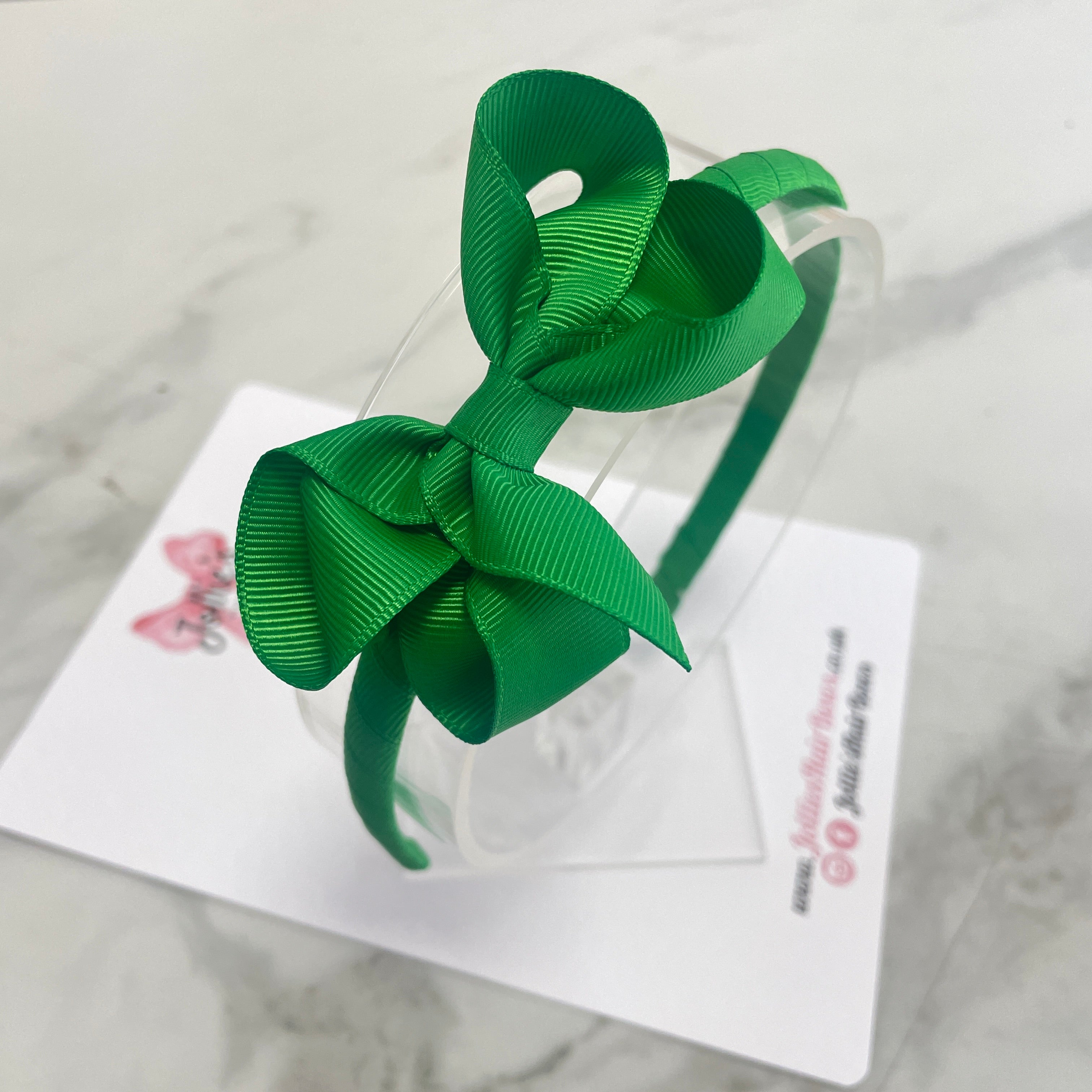3" Emerald Green Bow Headband – Grosgrain Ribbon Headband for Girls