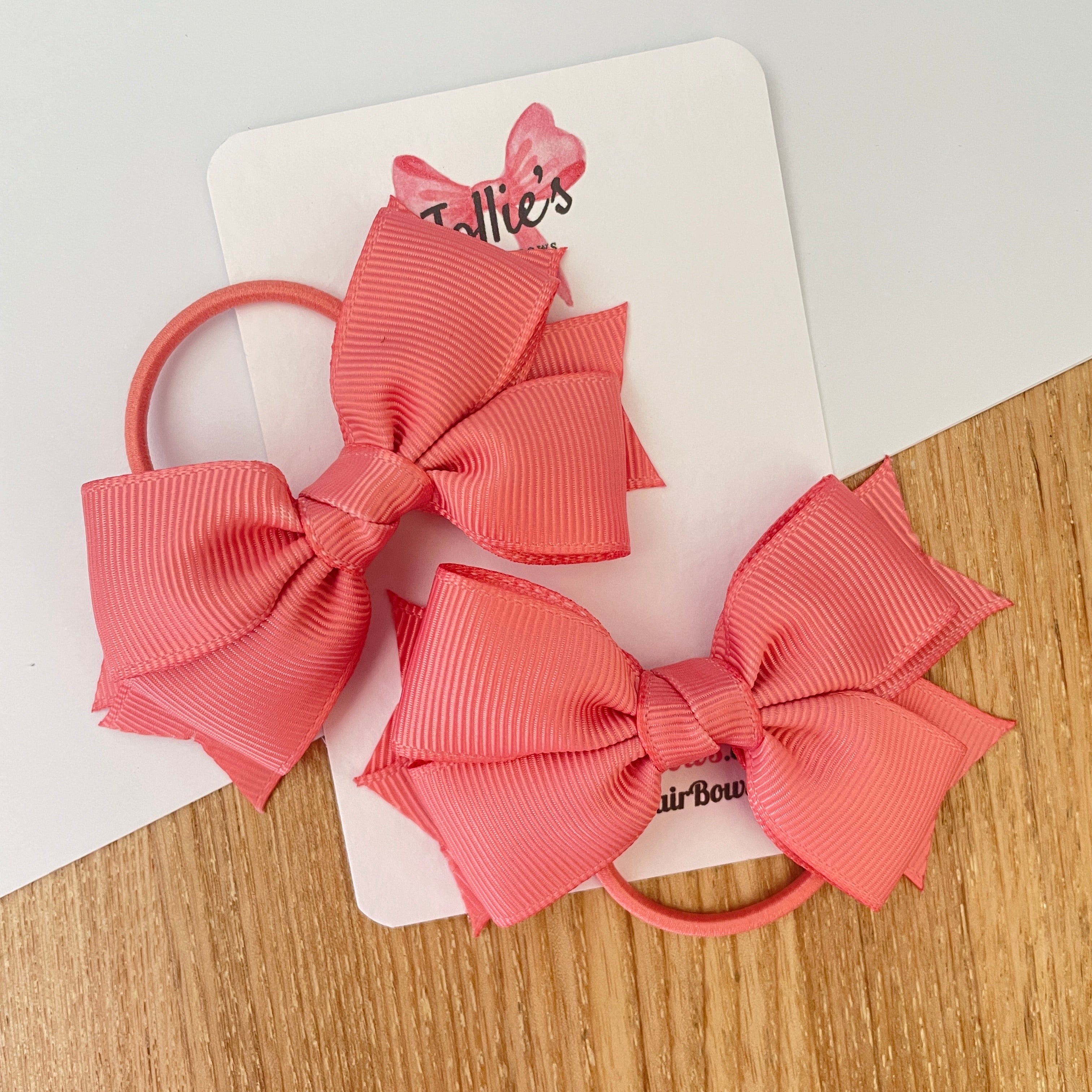 3" Dusty Rose Layered Hair Bows (Pair) – Grosgrain with Thin Elastic