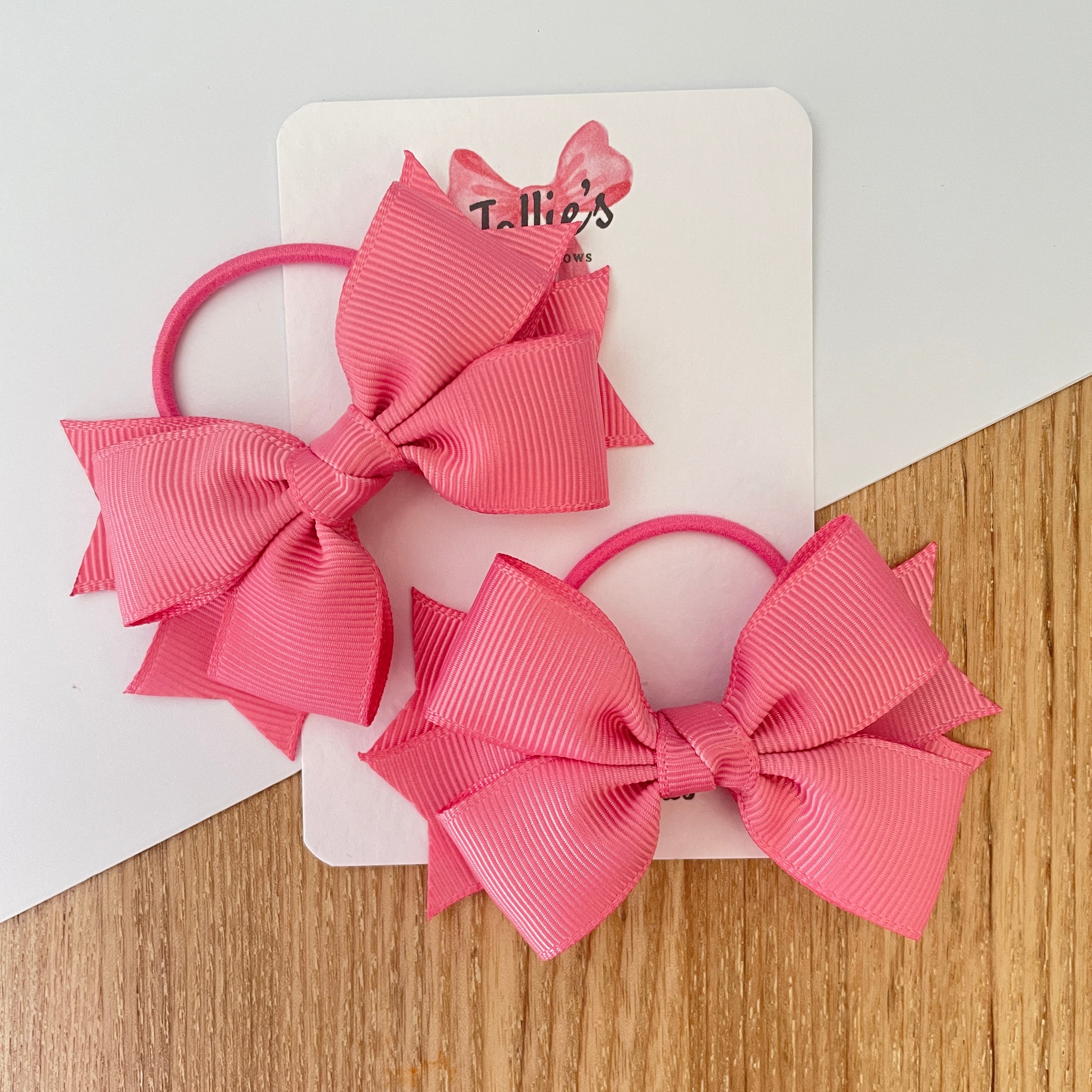 3" Fantasy Rose Layered Hair Bows (Pair) – Grosgrain with Thin Elastic