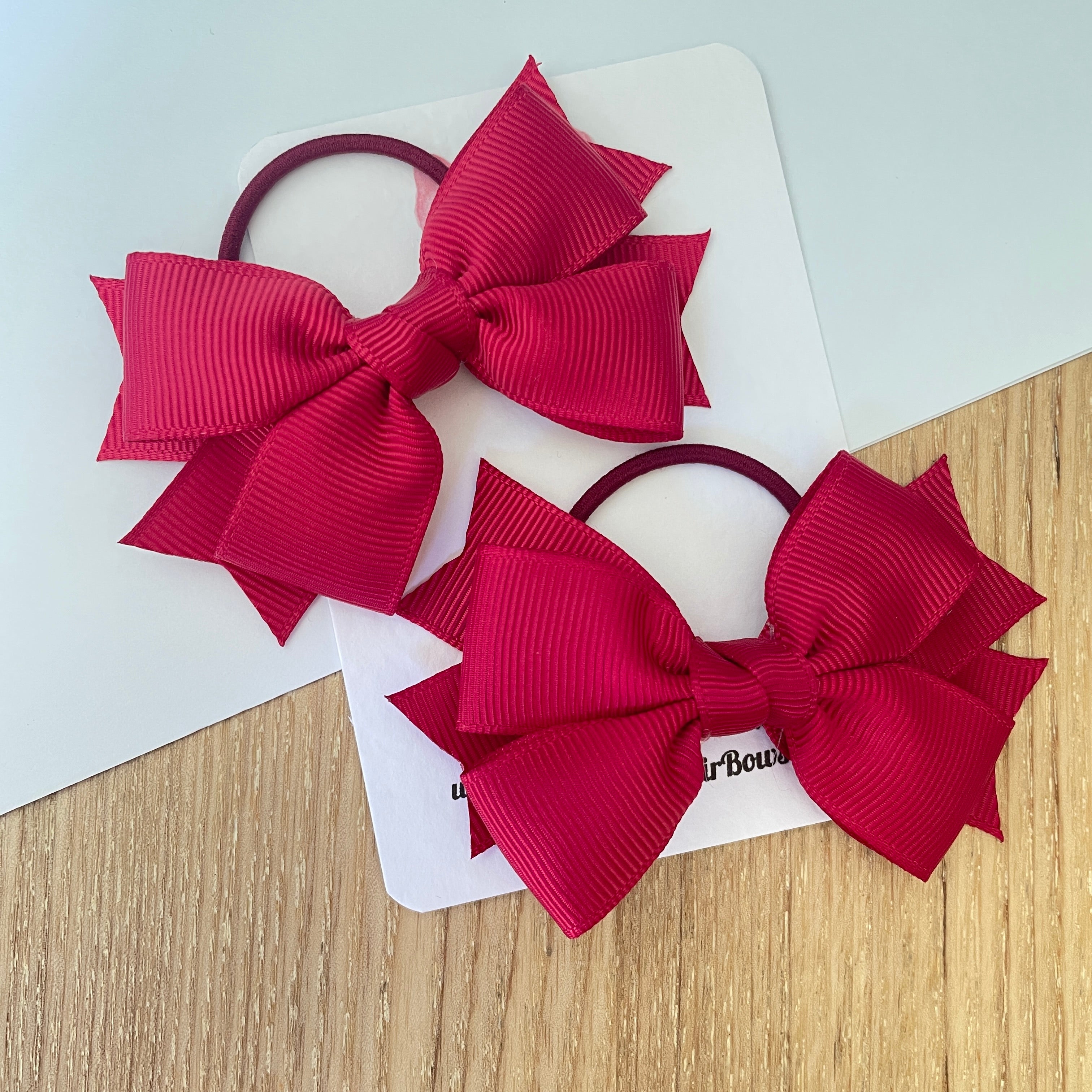 3" Beauty Layered Hair Bows (Pair) – Grosgrain with Thin Elastic