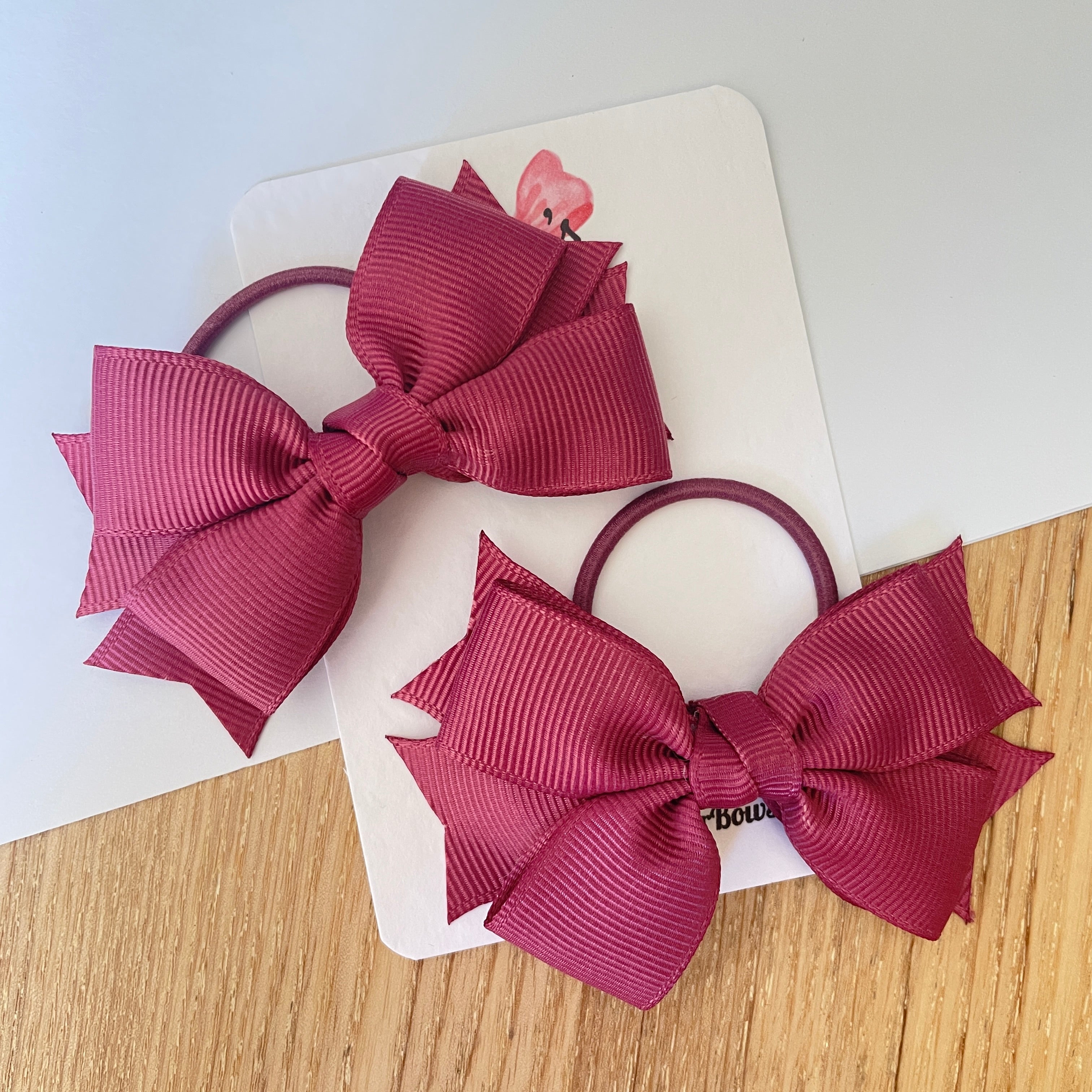3" Victorian Rose Layered Hair Bows (Pair) – Grosgrain with Thin Elastic