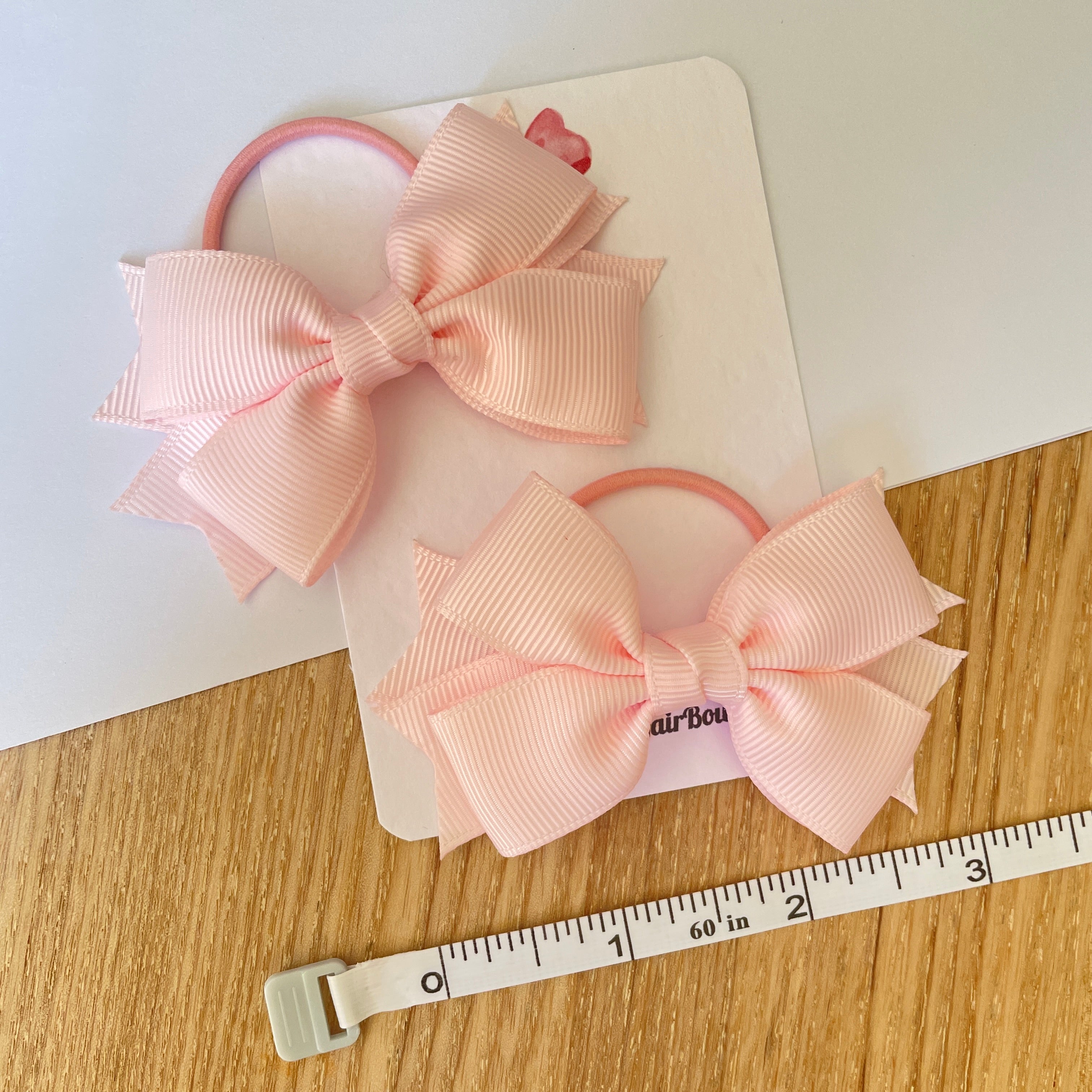 3" Powder Pink Layered Hair Bows (Pair) β Grosgrain with Thin Elastic