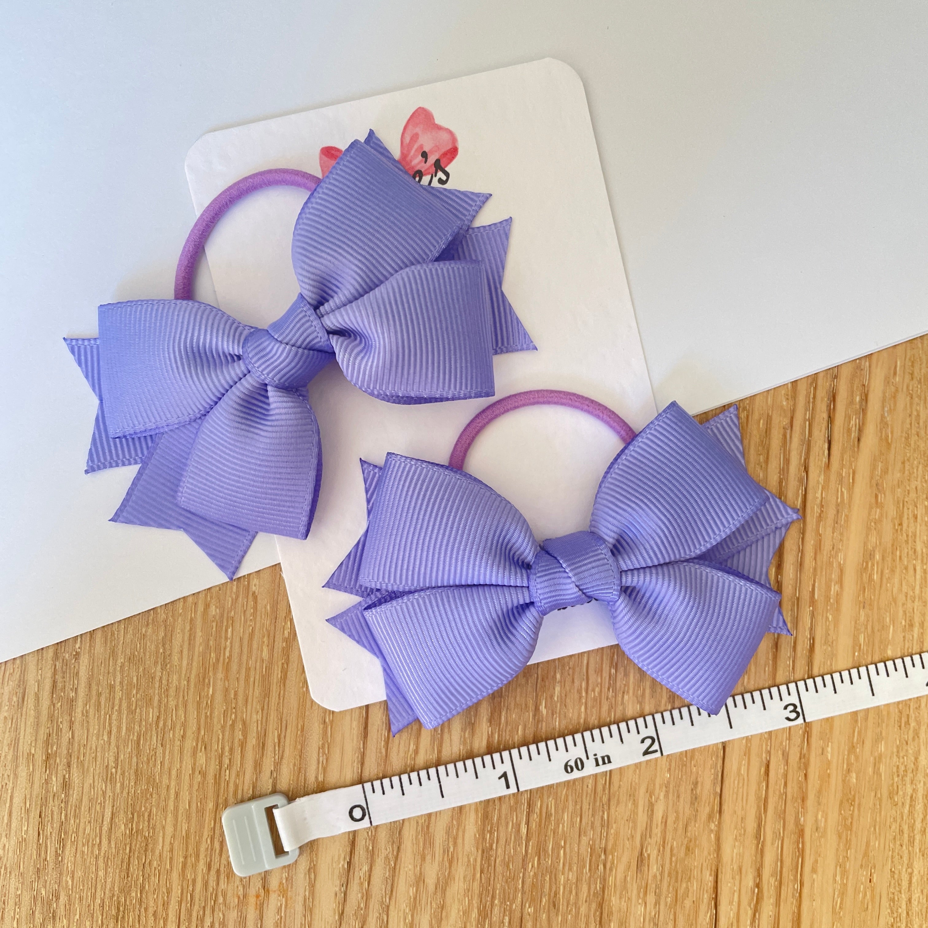 3" Iris Layered Hair Bows (Pair) – Grosgrain with Thin Elastic