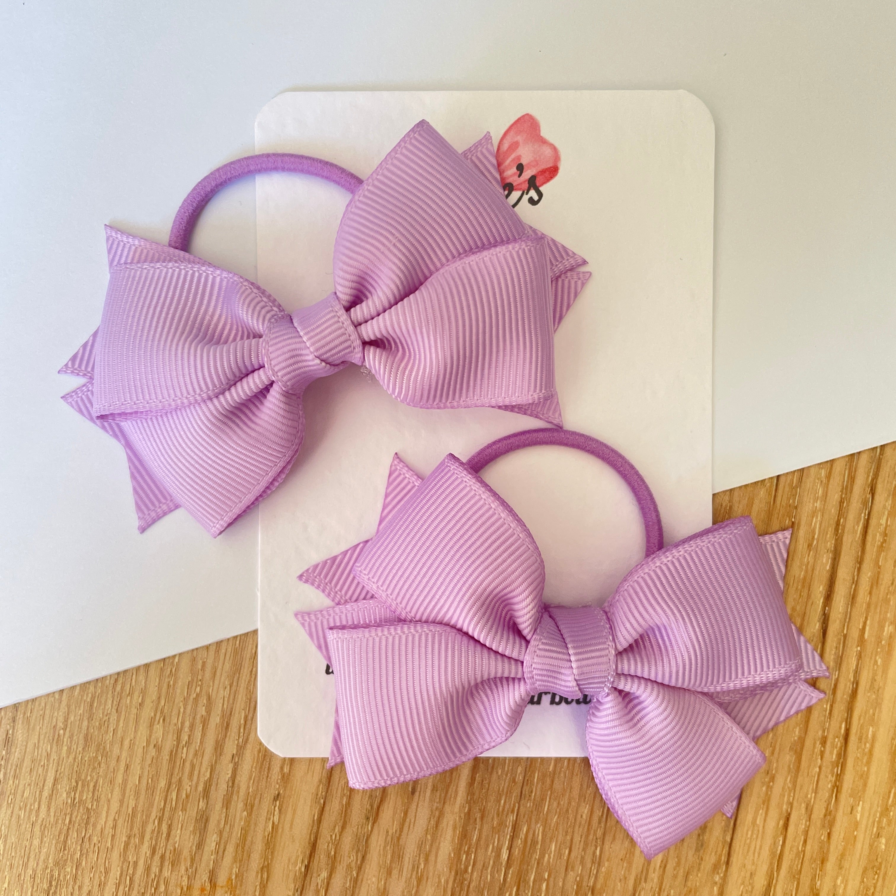 3" Light Orchid Layered Hair Bows (Pair) – Grosgrain with Thin Elastic